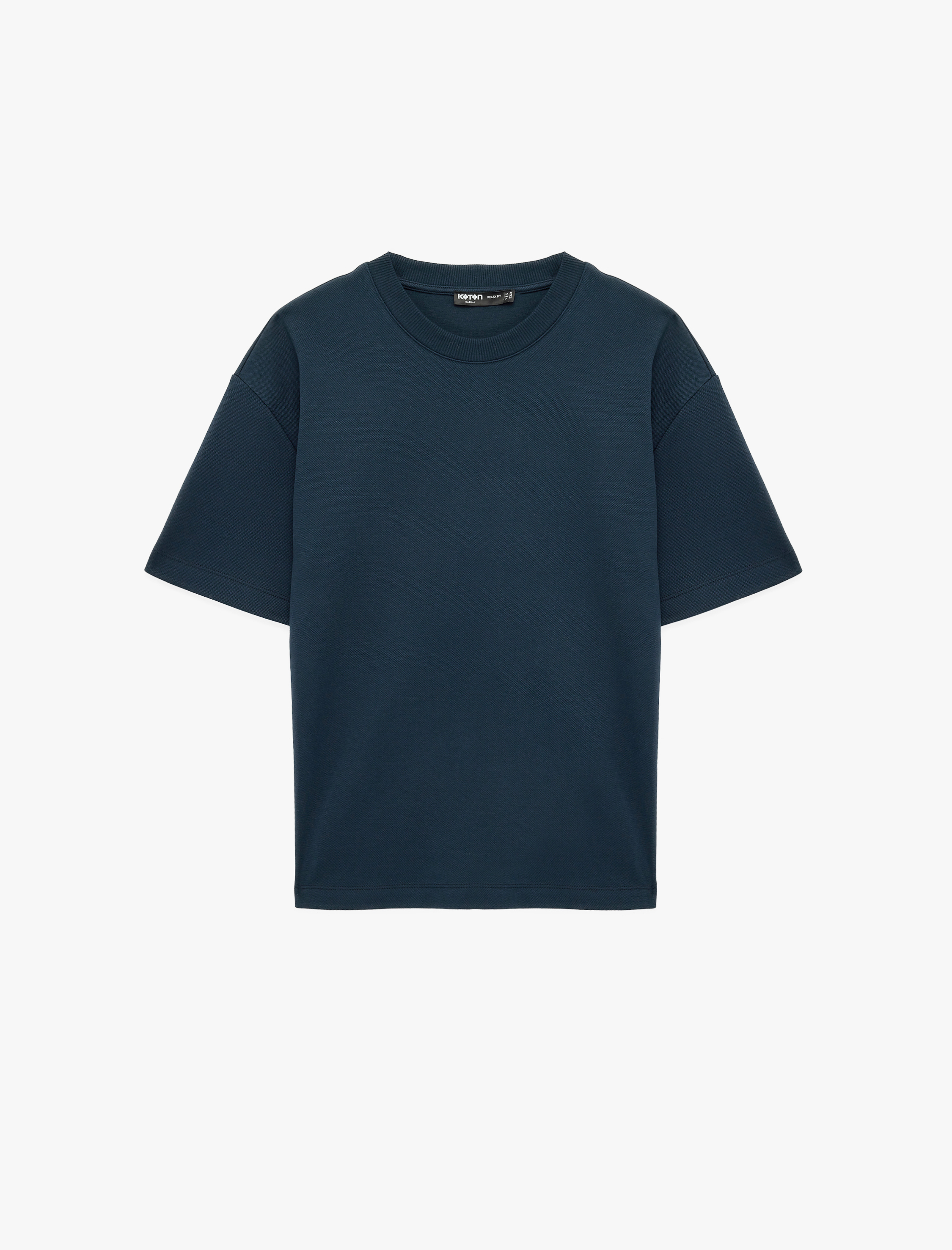   Rahat Kalıp Kısa Kollu Pike Kumaş Pamuklu Bisiklet Yaka Basic Tişört