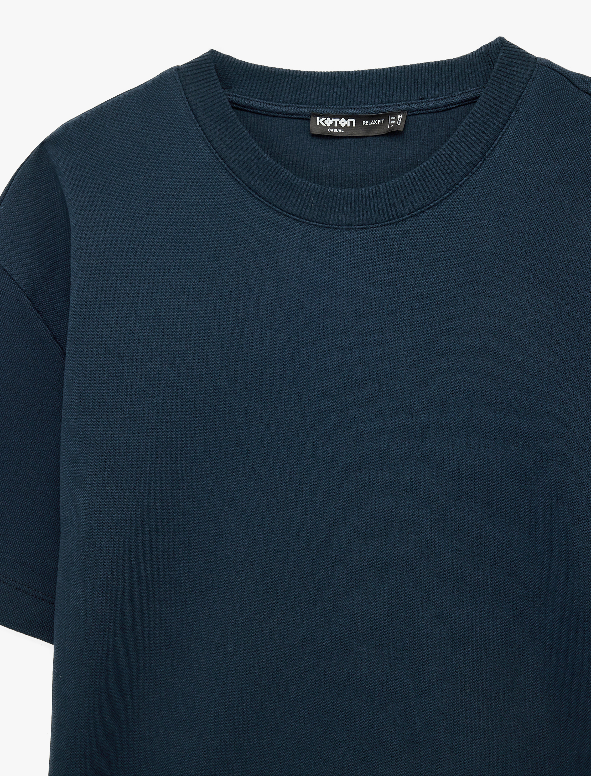   Rahat Kalıp Kısa Kollu Pike Kumaş Pamuklu Bisiklet Yaka Basic Tişört