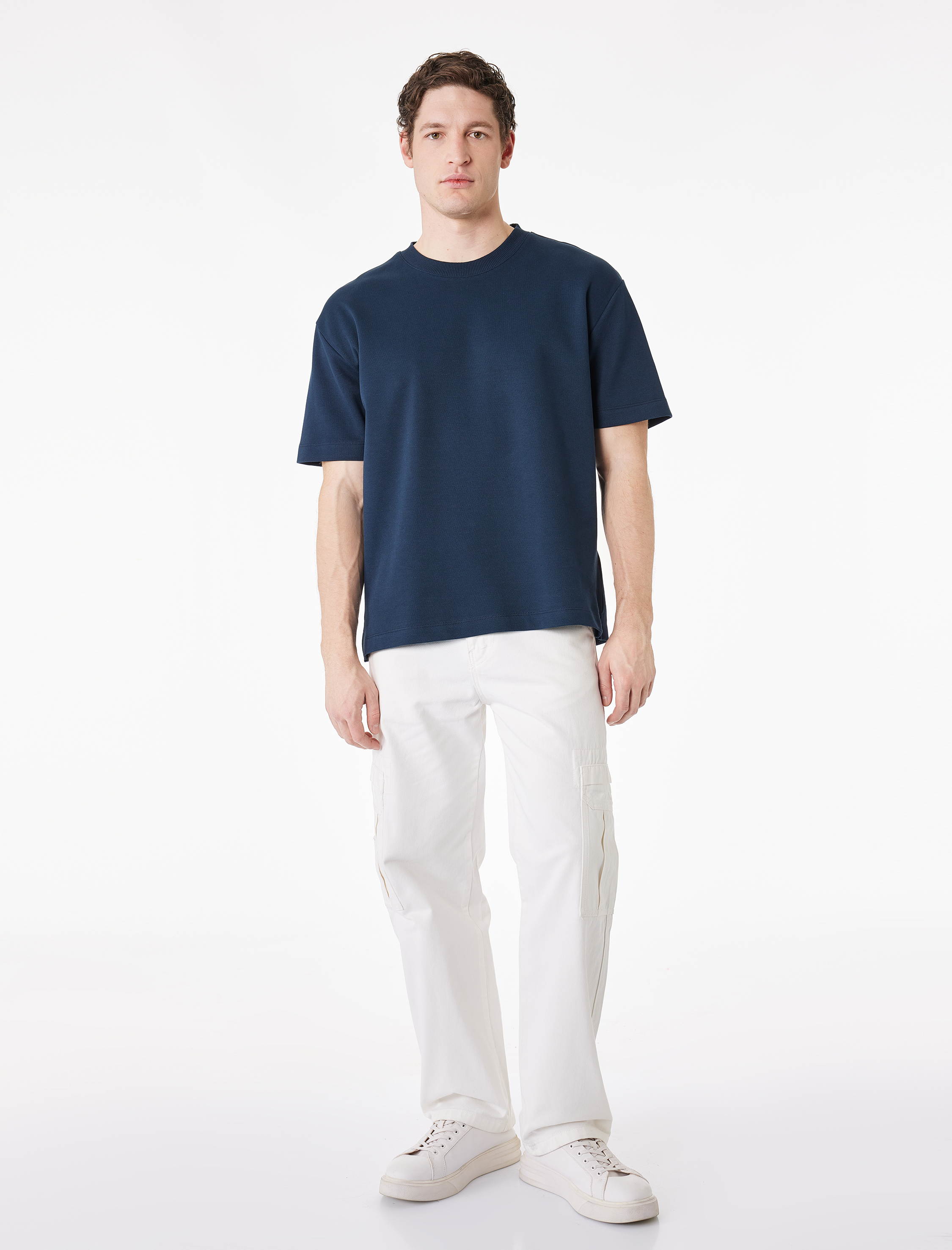   Rahat Kalıp Kısa Kollu Pike Kumaş Pamuklu Bisiklet Yaka Basic Tişört