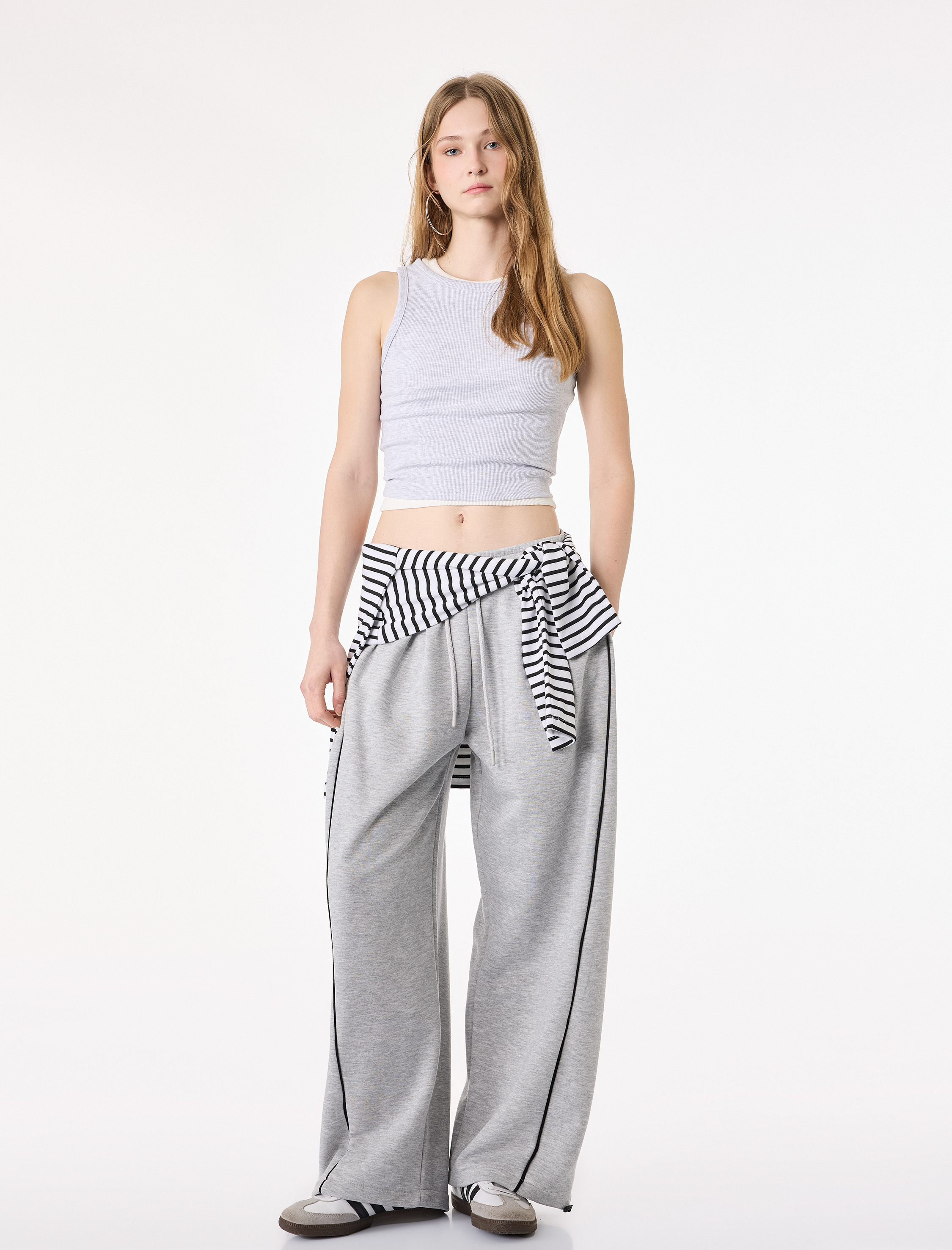   Beli Bağcıklı Biyeli Oversize Jogger Eşofman Altı