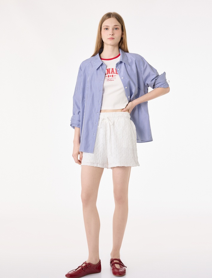  Yüksek Bel Bağcıklı Mini Fisto Şort