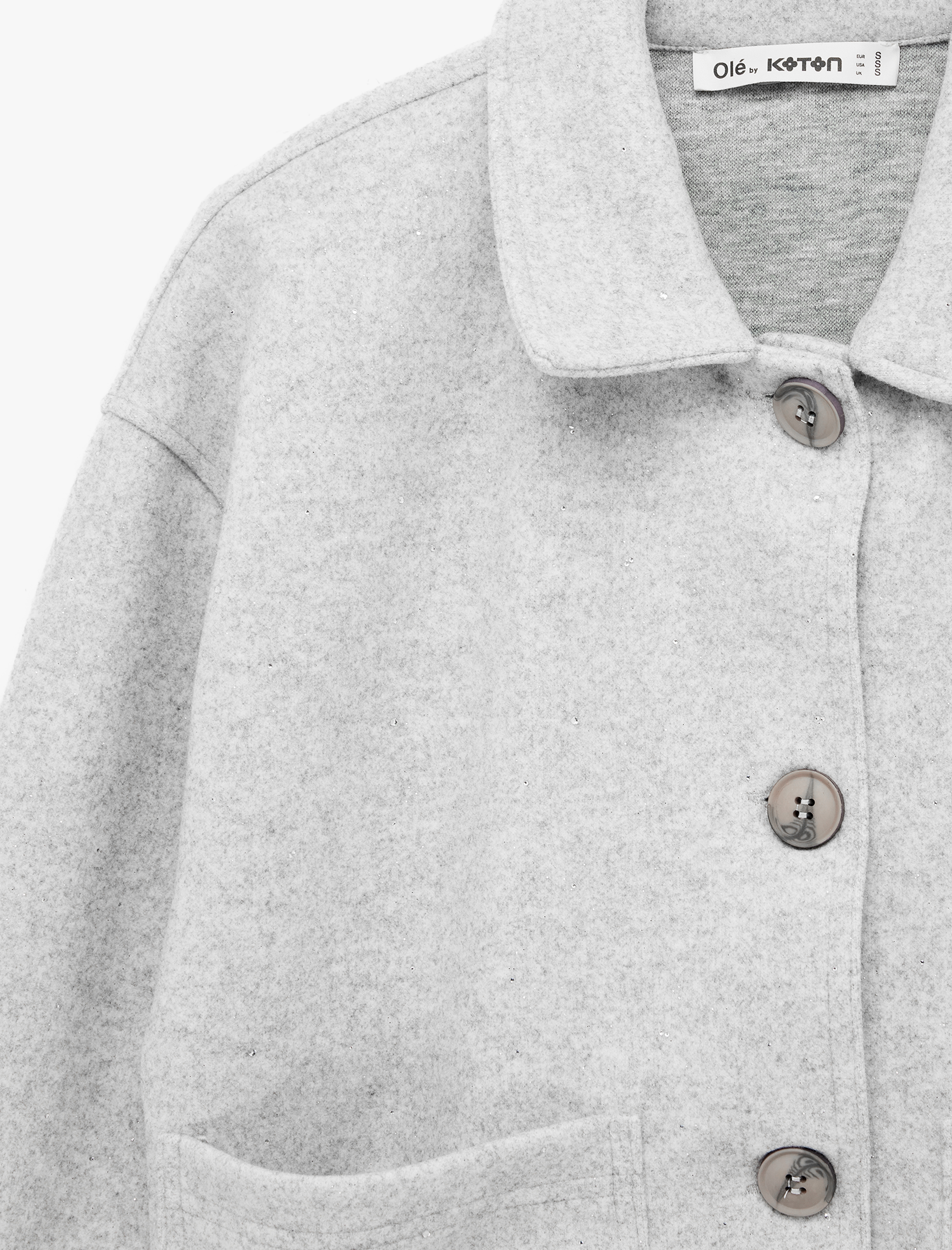   Rahat Kalıp Düğmeli Cepli Uzun Kollu Klasik Yaka Kaşe Sweatshirt