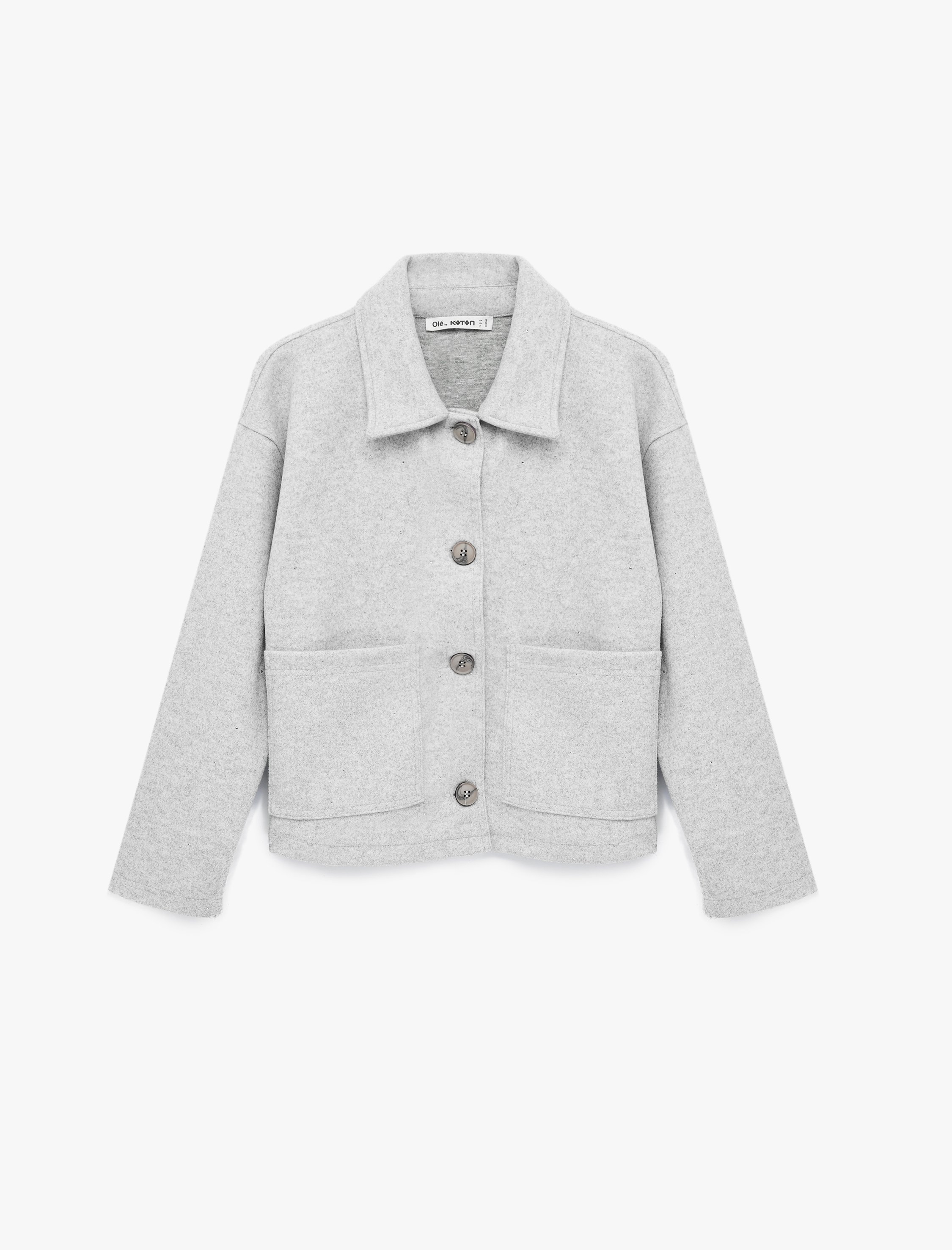   Rahat Kalıp Düğmeli Cepli Uzun Kollu Klasik Yaka Kaşe Sweatshirt