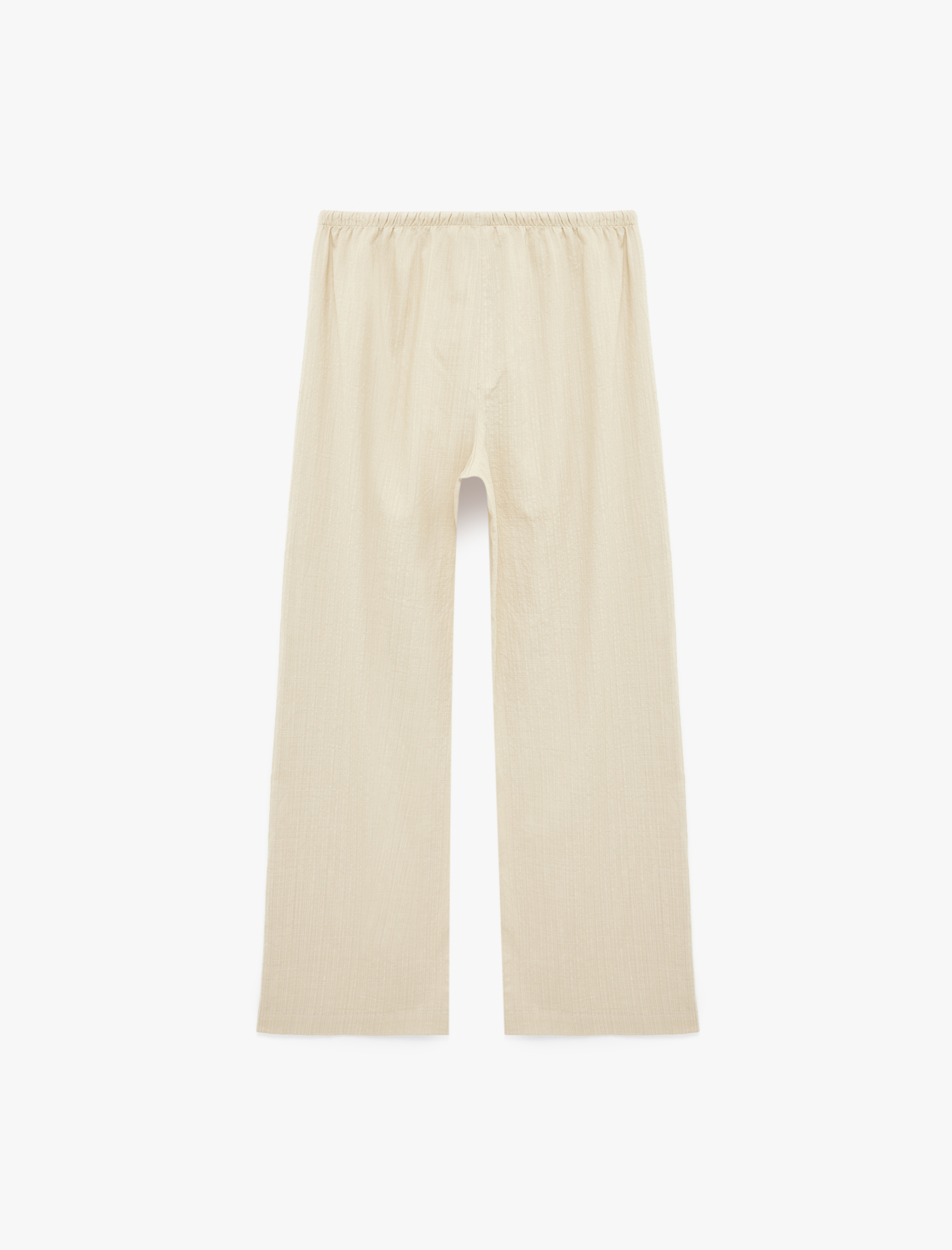   Beli Bağcıklı Viskon Karışımlı Uzun Geniş Paça Pantolon