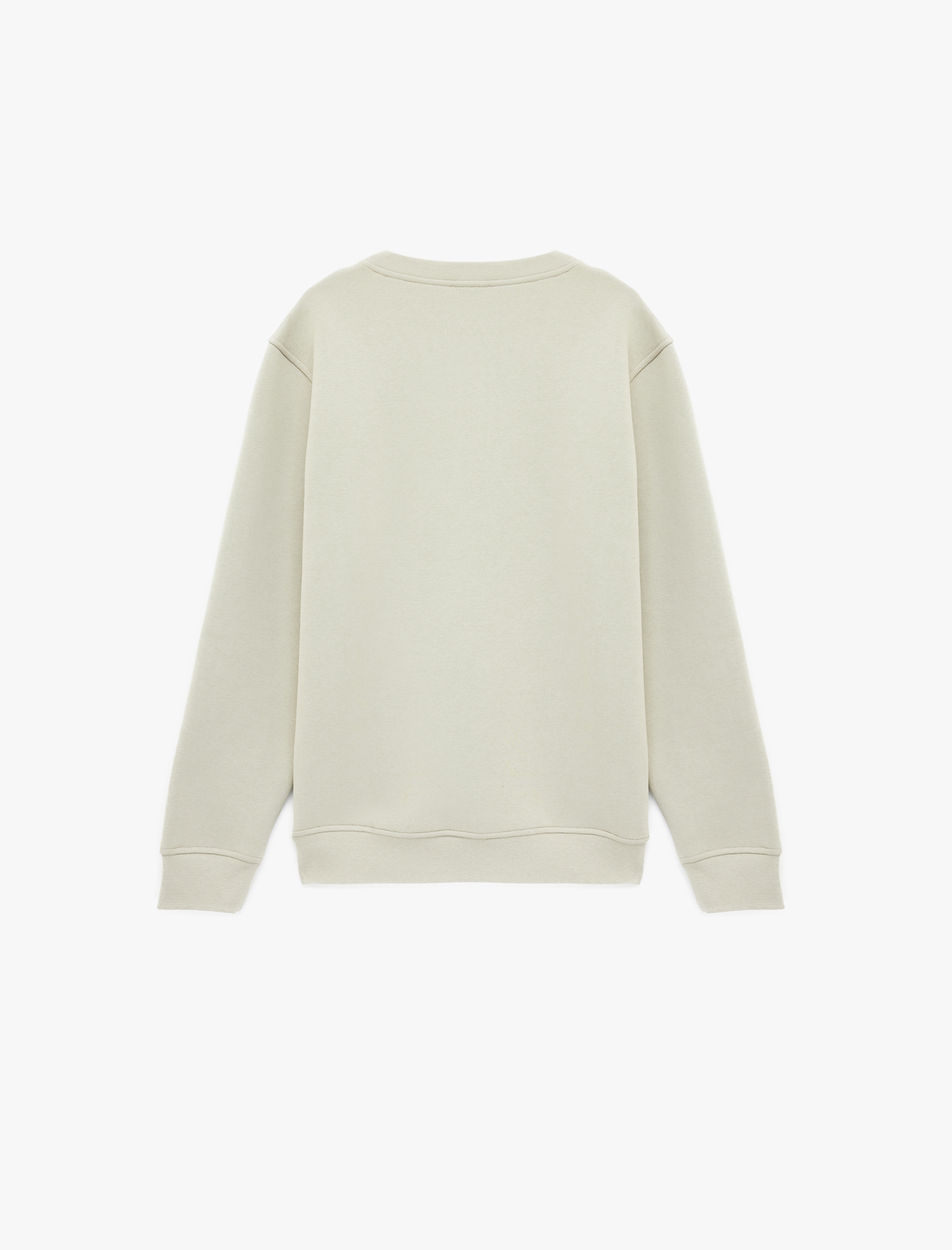   Uzun Kollu Şardonlu Bisiklet Yaka Baskılı Sweatshirt