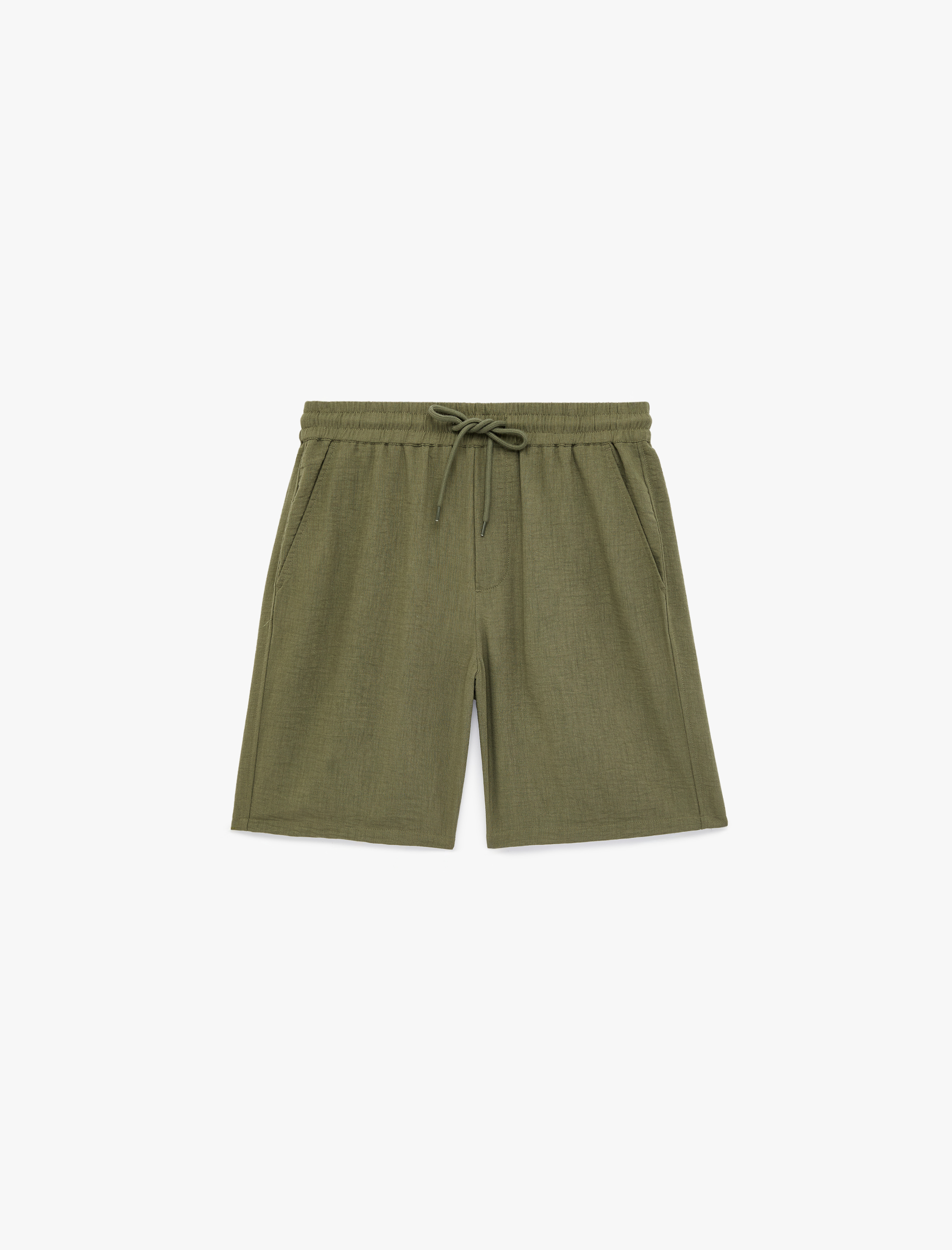   Regular Fit Cepli Bermuda Beli Bağcıklı Şort