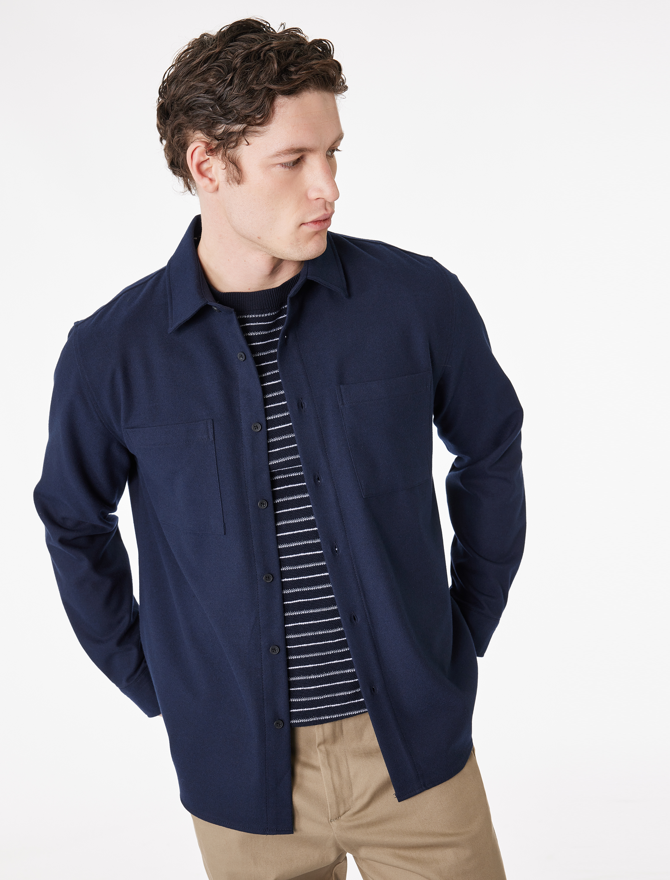   Regular Fit Cepli Klasik Yaka Uzun Kollu Gömlek