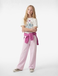 Kısa Kollu Bisiklet Yaka Pamuklu Lisanslı Stitch Baskılı Tişört