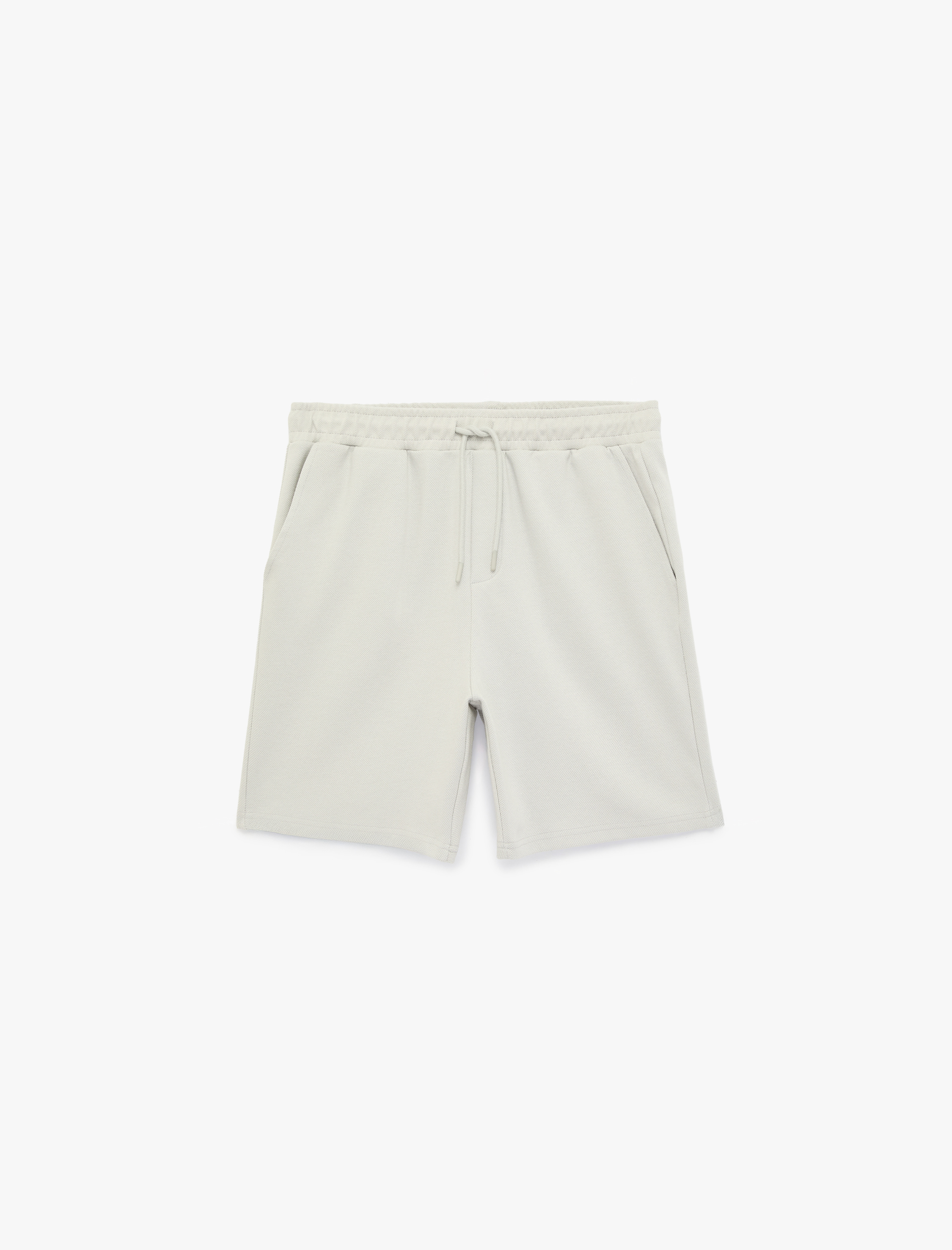   Pamuklu Cepli Bermuda Beli Bağcıklı Spor Şort