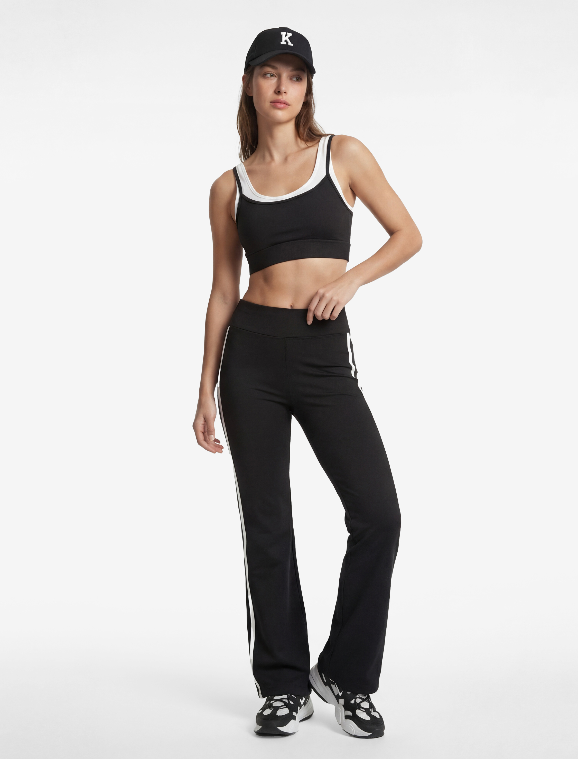   Biyeli Yüksek Bel İspanyol Paça Spor Tayt