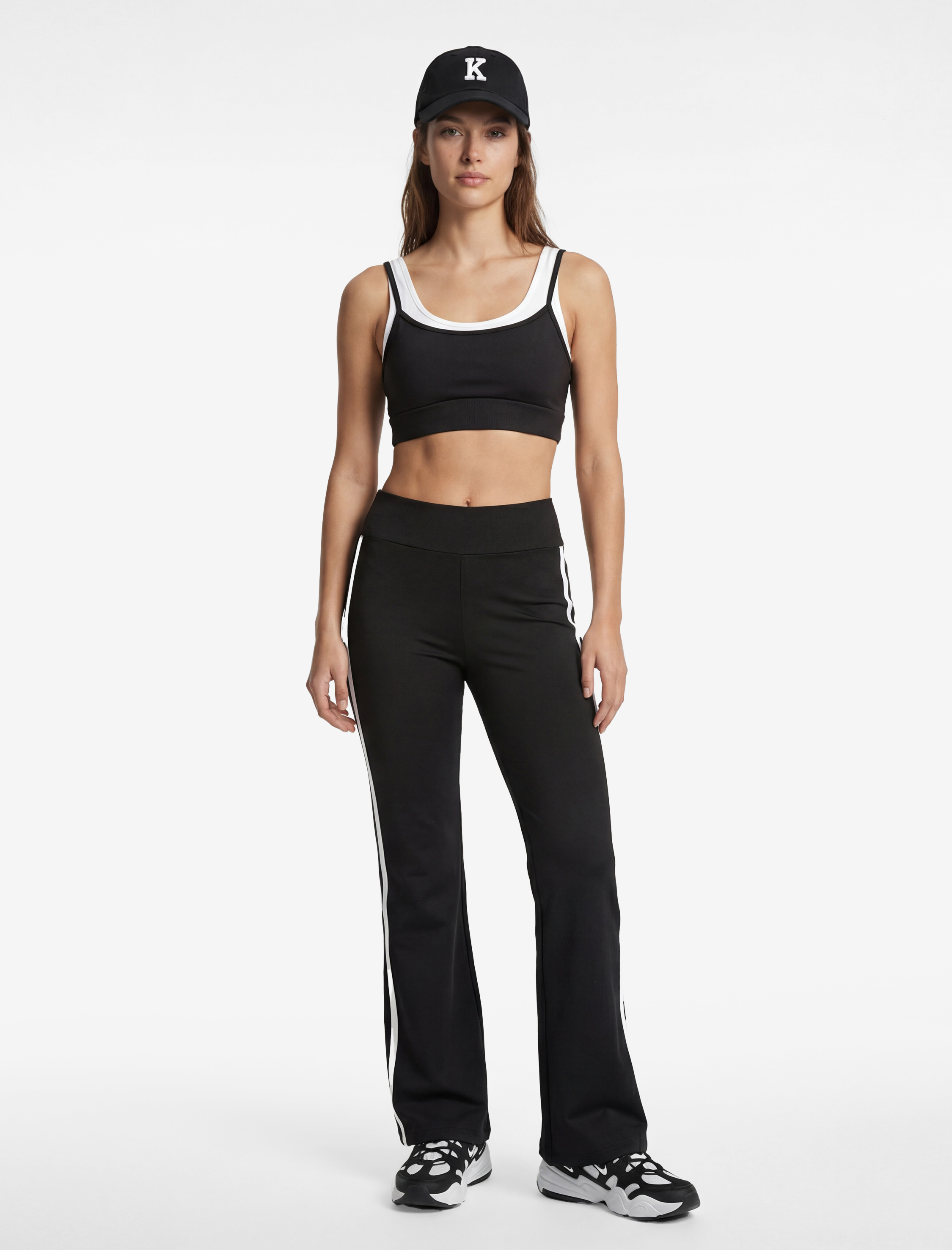   Biyeli Yüksek Bel İspanyol Paça Spor Tayt