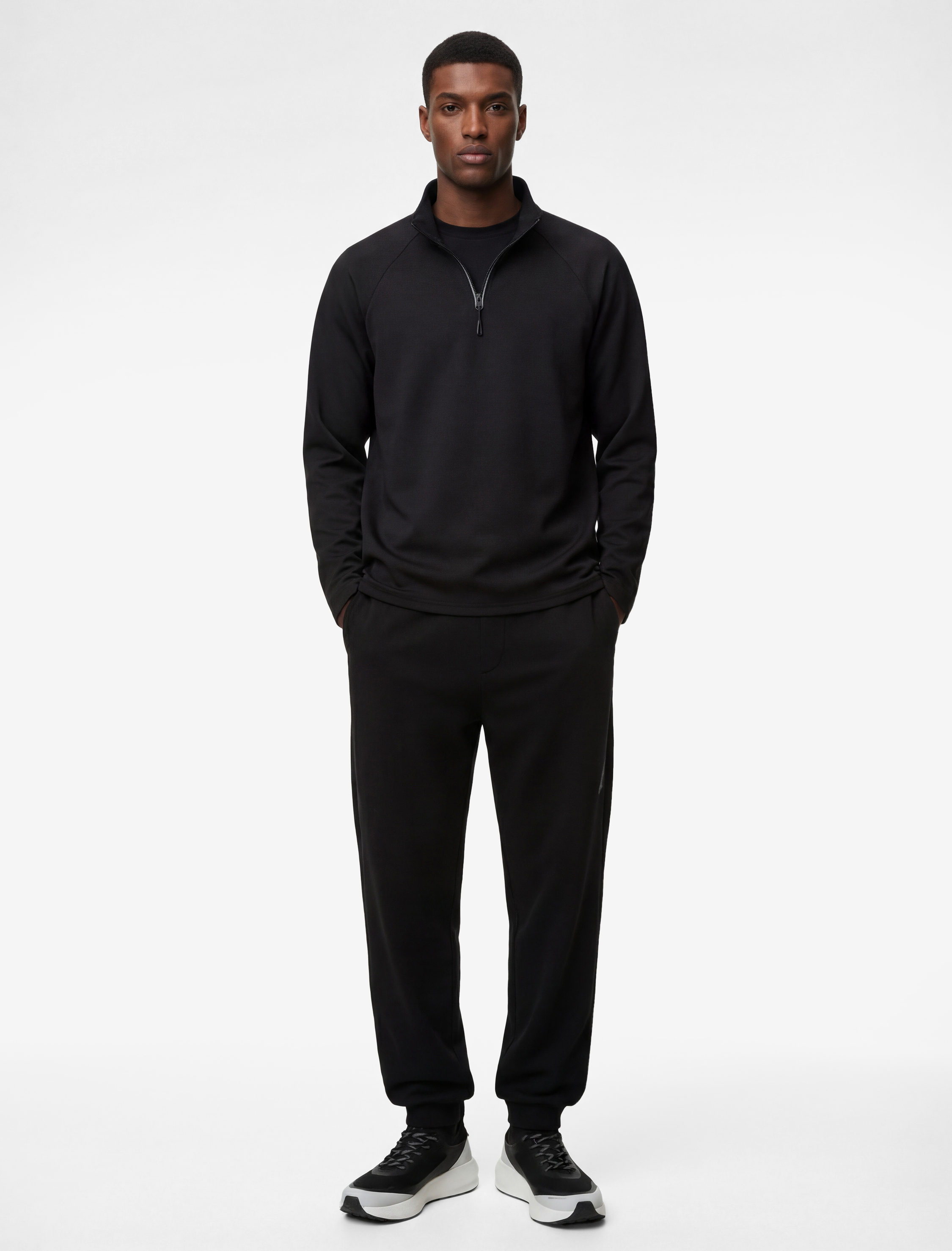   Uzun Kollu Dik Yaka Yarım Fermuarlı Spor Sweatshirt