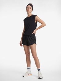 Lastikli Yüksek Bel Yırtmaç Detaylı Modal Karışımlı Mini Spor Şort