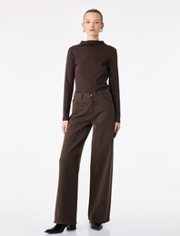 Slim Fit Pamuklu Uzun Kollu Hafif Dik Yaka Bluz