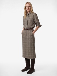 Yırtmaç Detaylı Ekose Kalem Etek