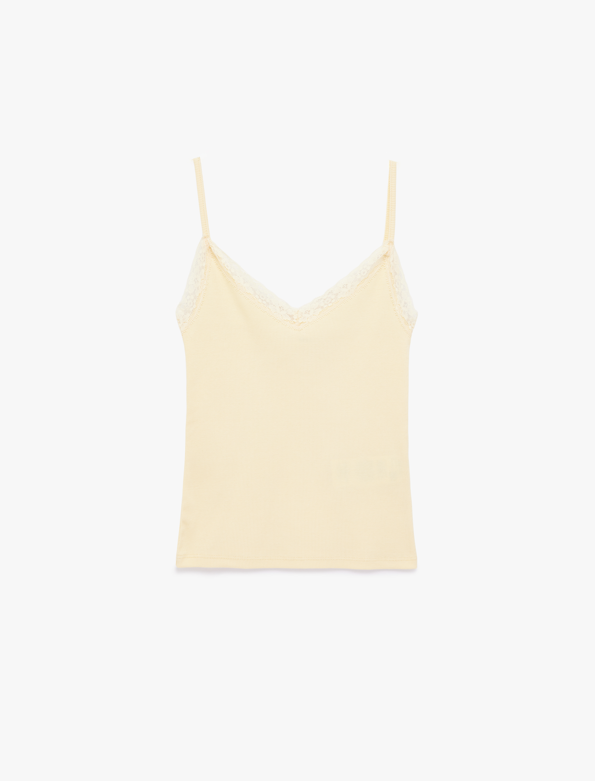   Dantel Detaylı V Yaka Kolsuz Pamuklu Atlet