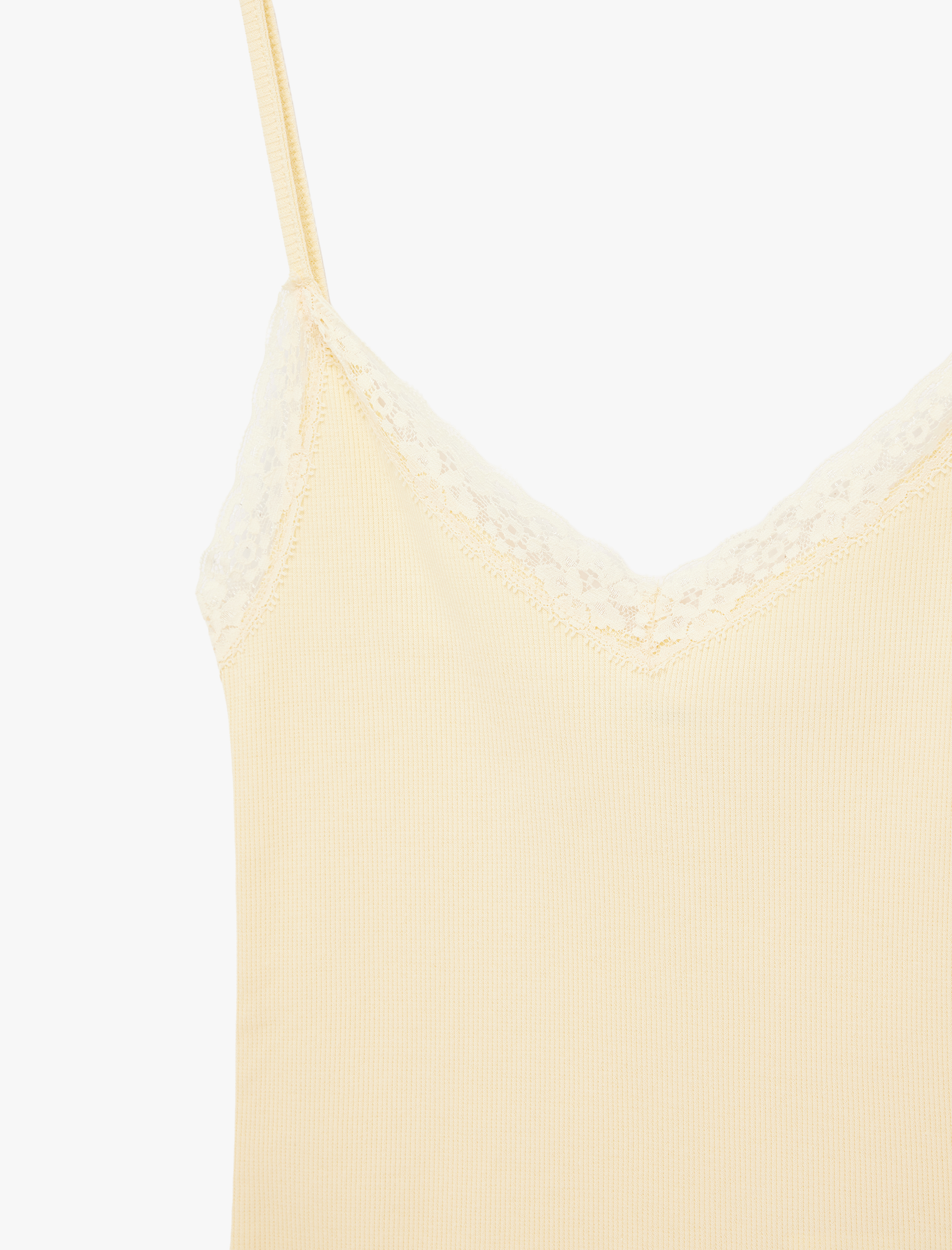   Dantel Detaylı V Yaka Kolsuz Pamuklu Atlet