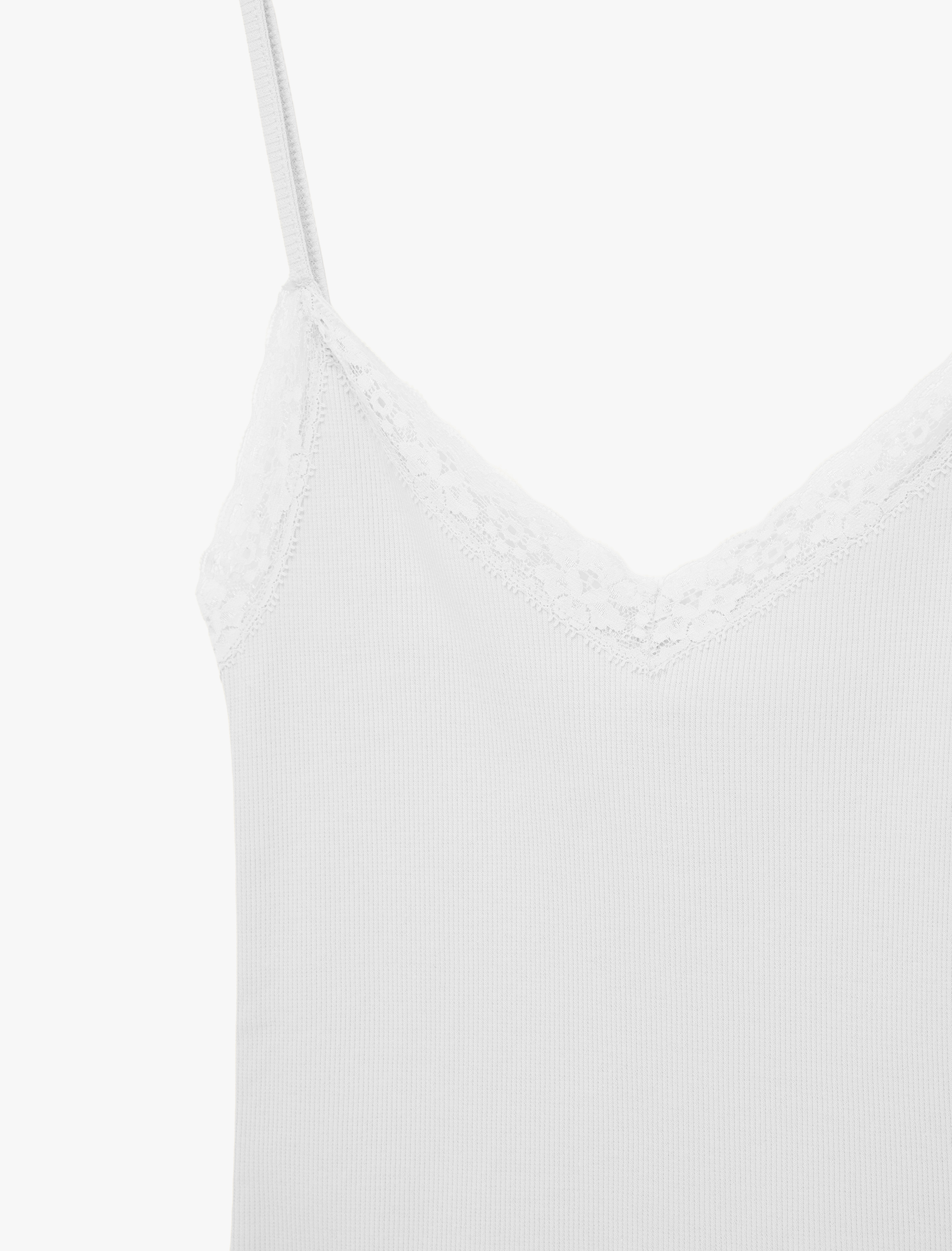   Dantel Detaylı V Yaka Kolsuz Pamuklu Atlet