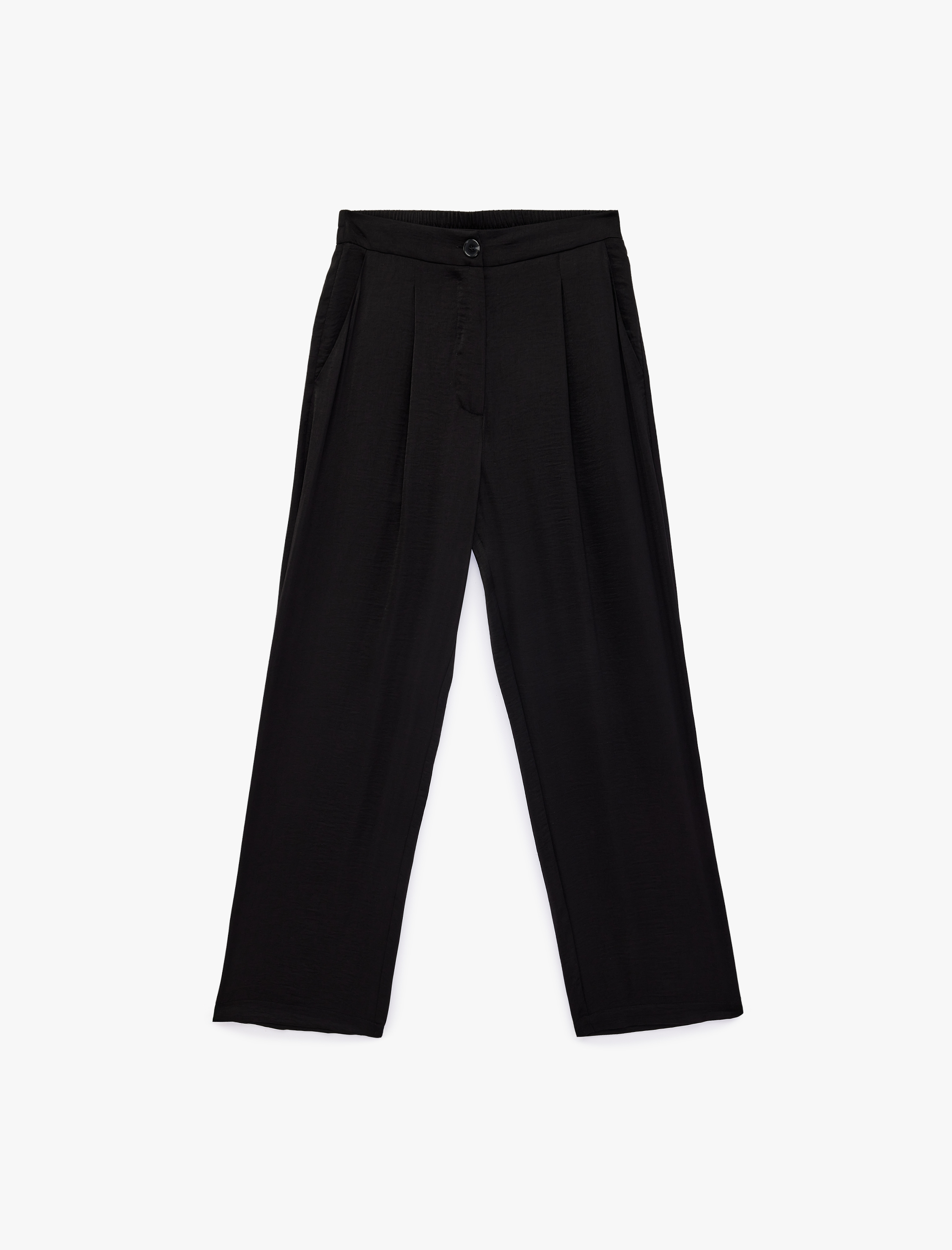   Pile Detaylı Cepli Aerobin Saten Pantolon