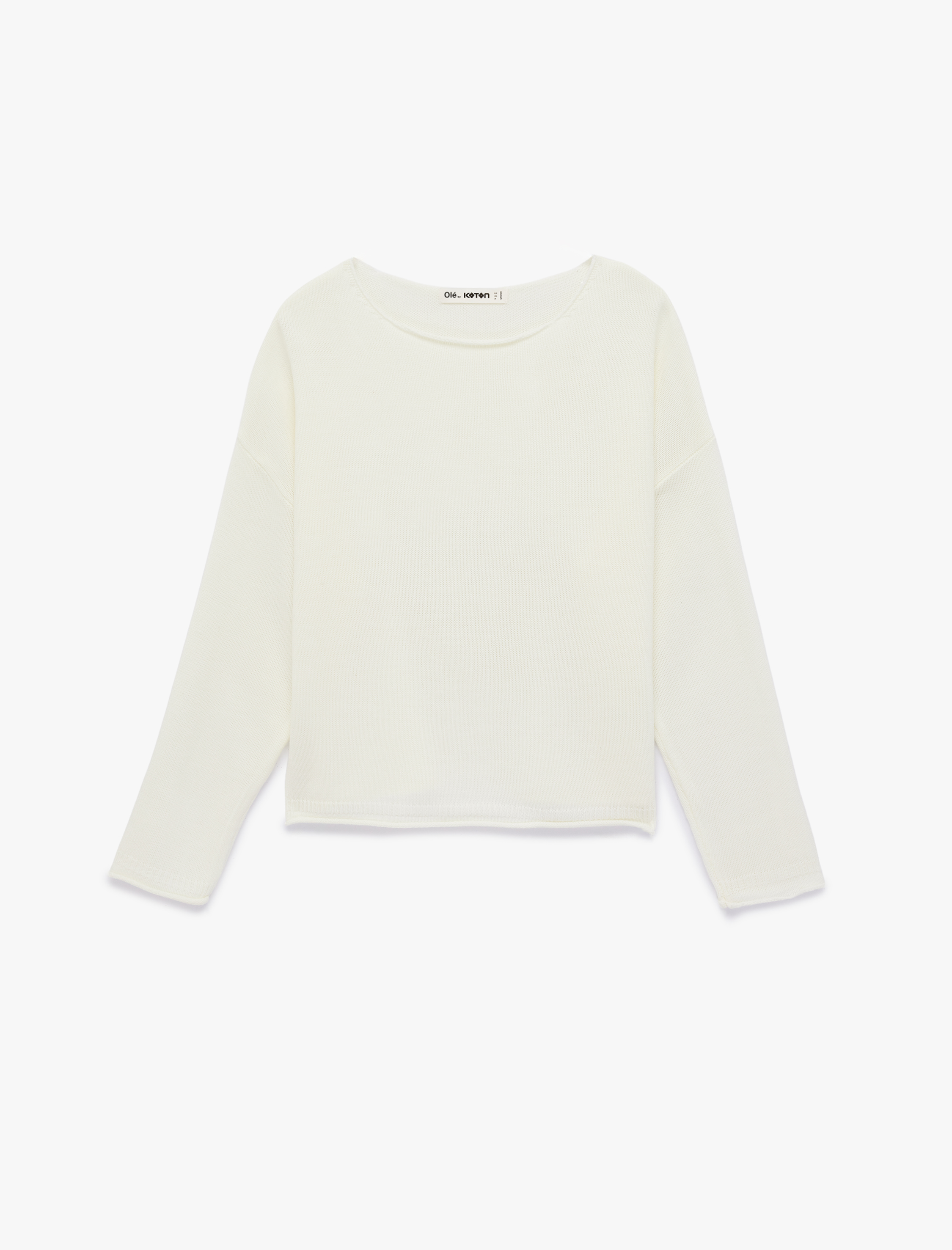   Kayık Yuvarlak Yaka Uzun Kollu Triko Kazak