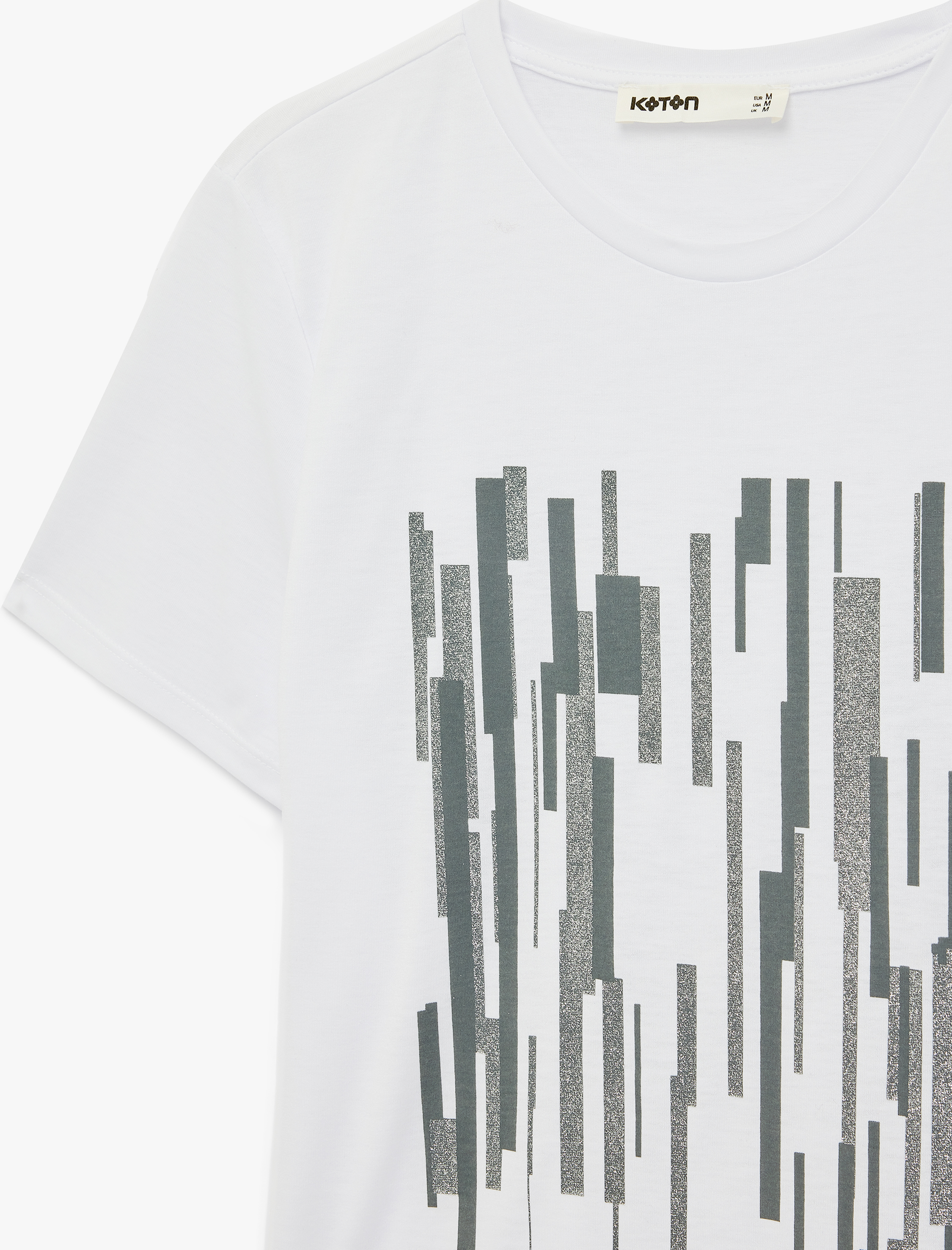   Kısa Kollu Bisiklet Yaka Baskılı Tişört