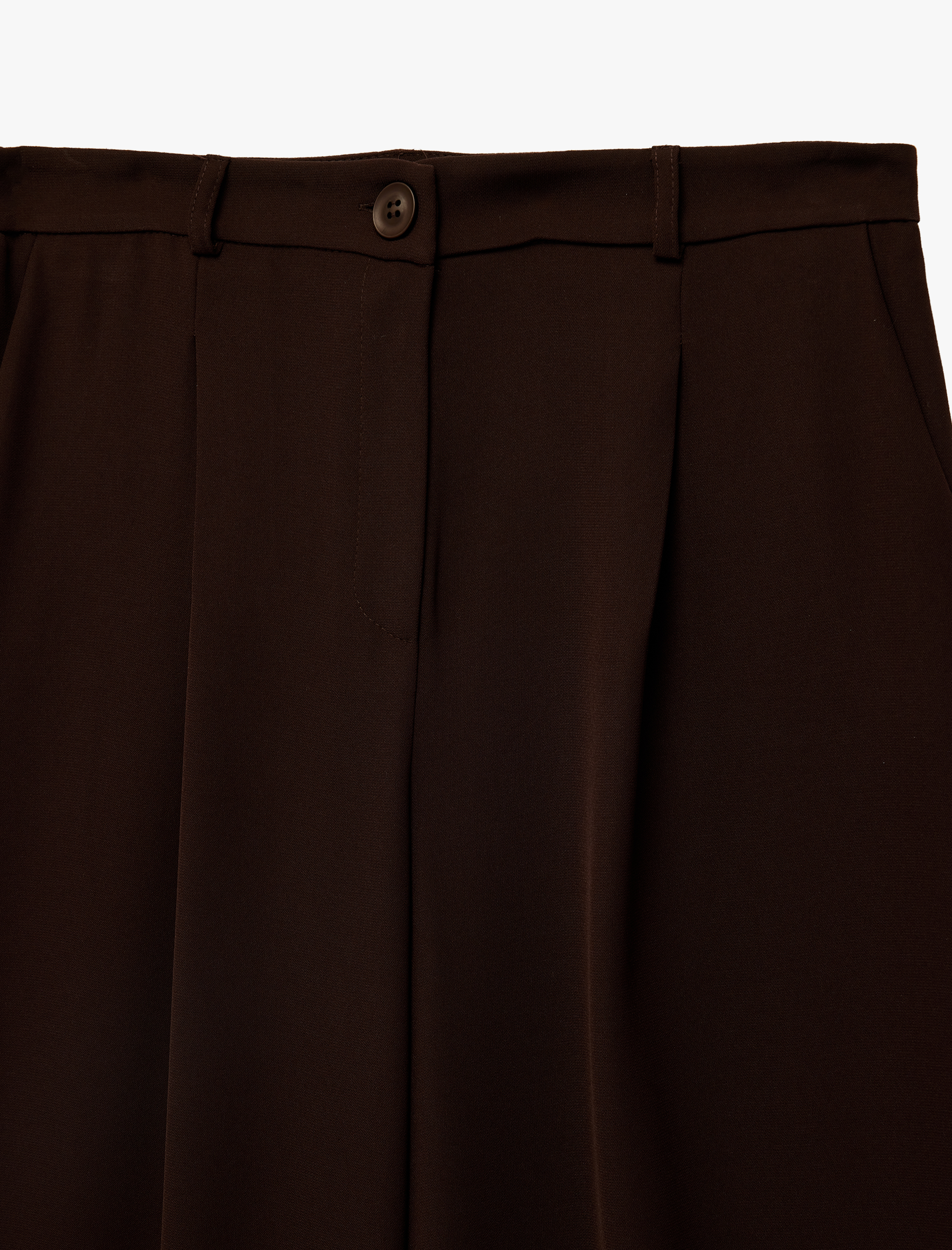   Krep Kumaş Pile Detaylı Cepli Yüksek Bel Palazzo Pantolon