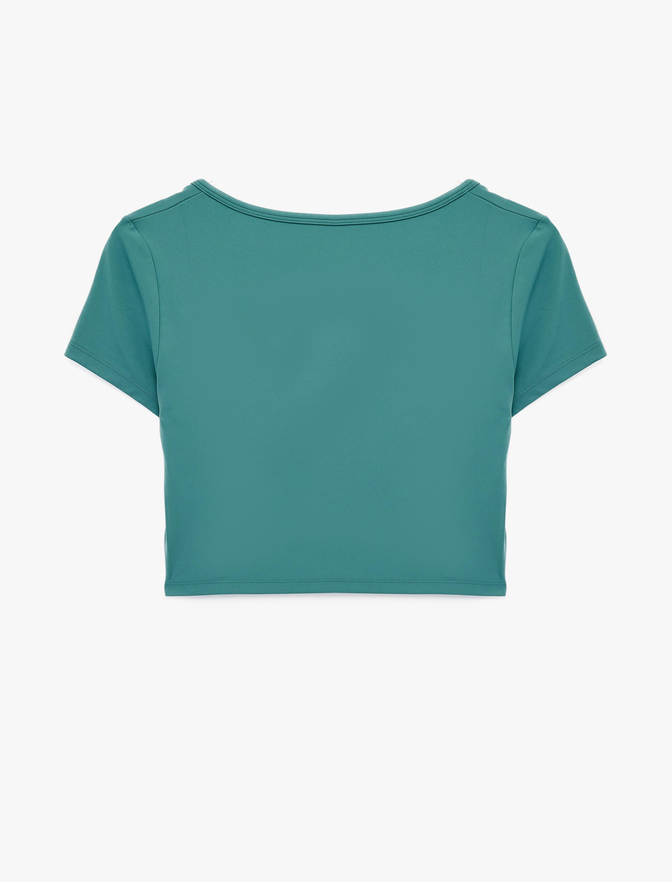   Slim Fit Kısa Kollu U Yaka Spor Crop Tişört