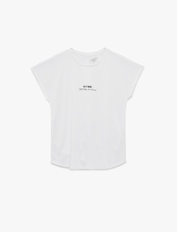 Kısa Kollu Bisiklet Yaka Baskılı Spor Tişört