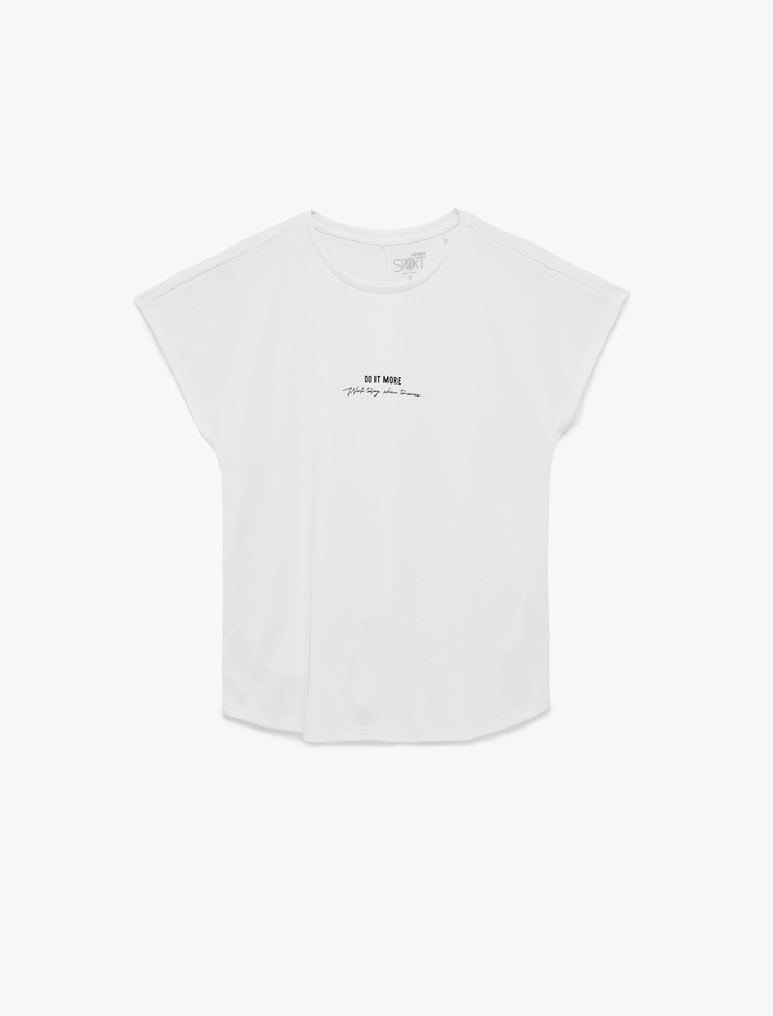  Kısa Kollu Bisiklet Yaka Baskılı Spor Tişört