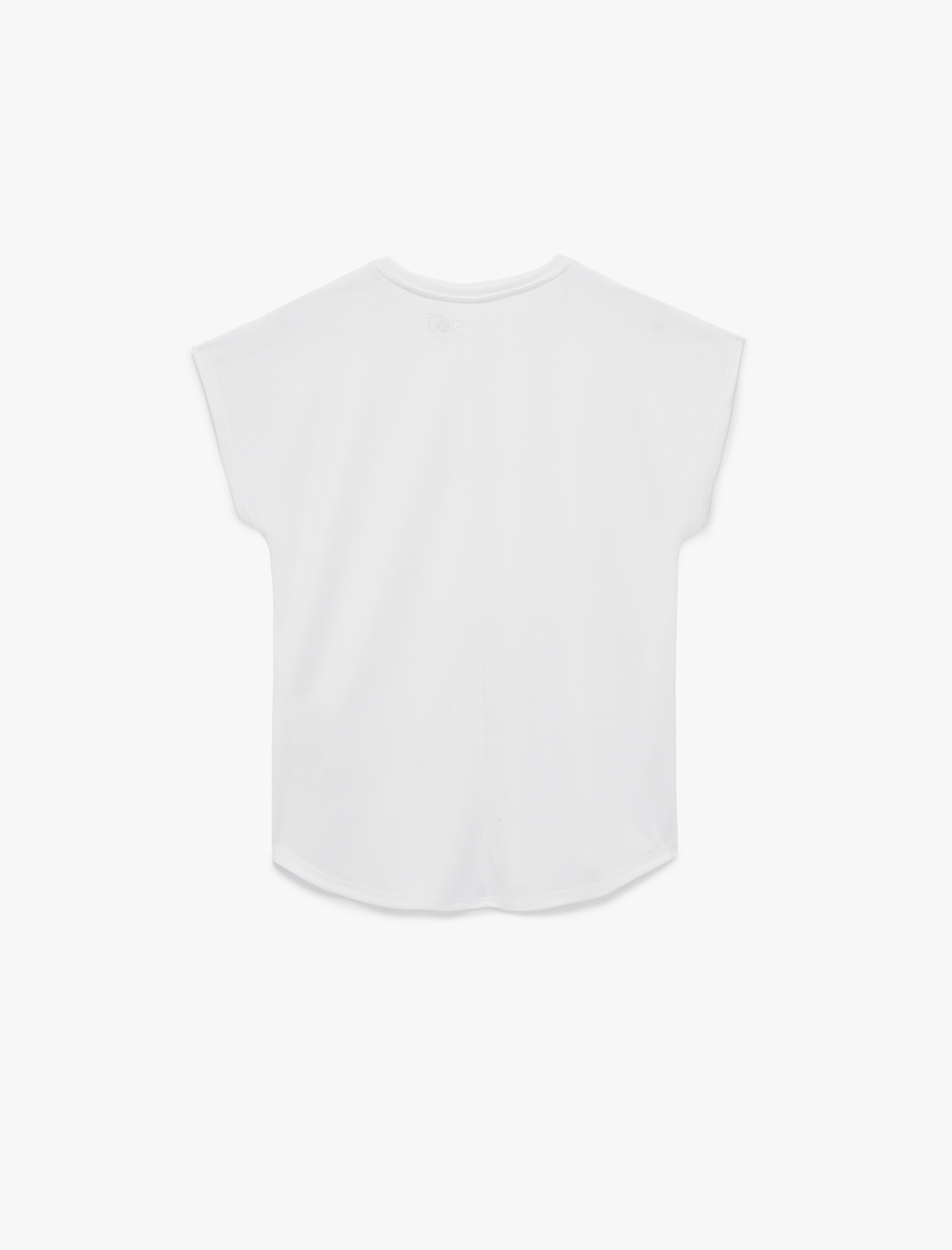   Kısa Kollu Bisiklet Yaka Baskılı Spor Tişört