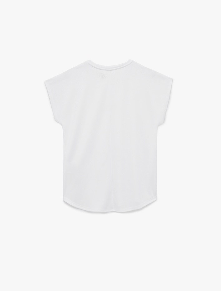  Kısa Kollu Bisiklet Yaka Baskılı Spor Tişört