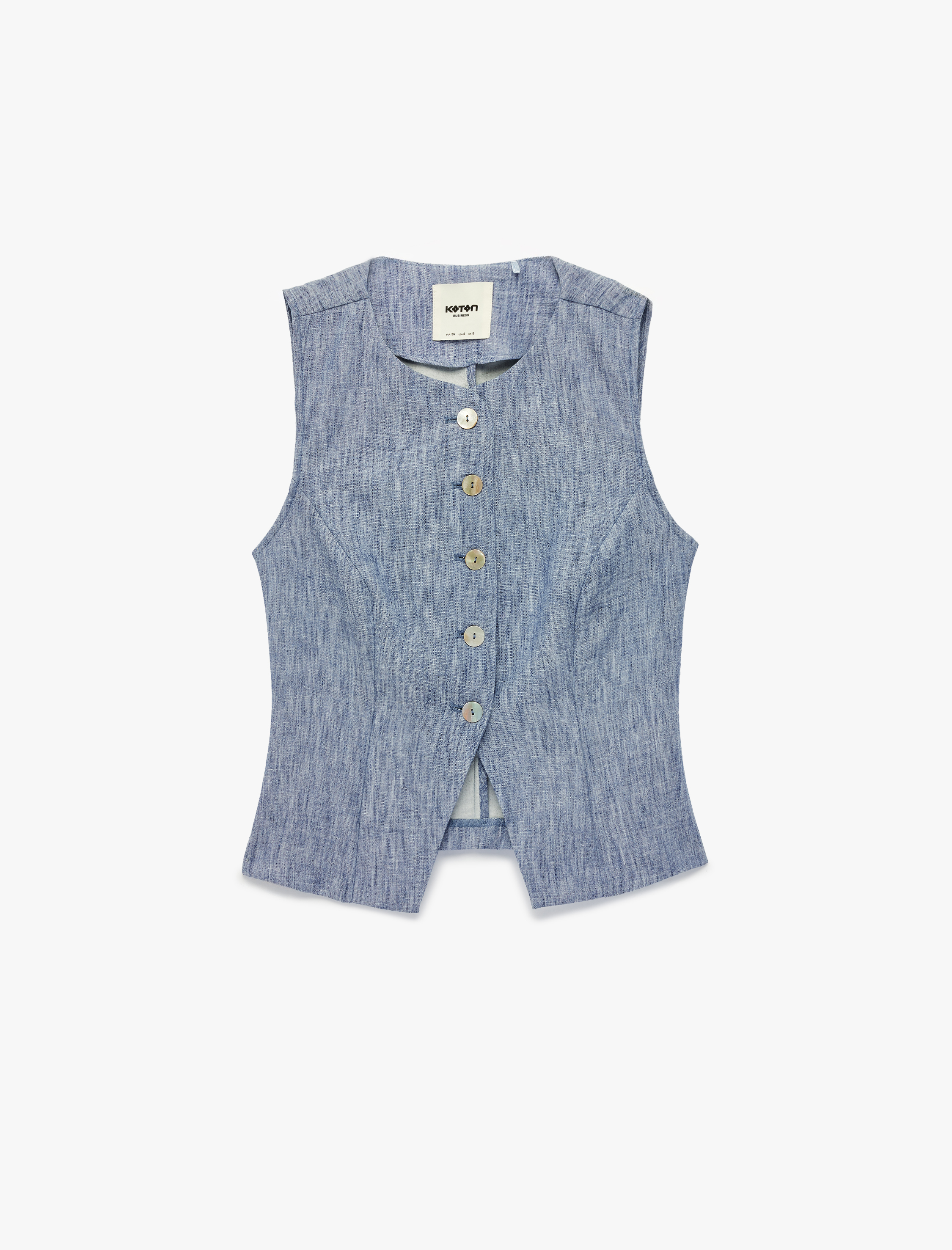   Regular Fit Düğmeli Bisiklet Yaka Kolsuz Yelek