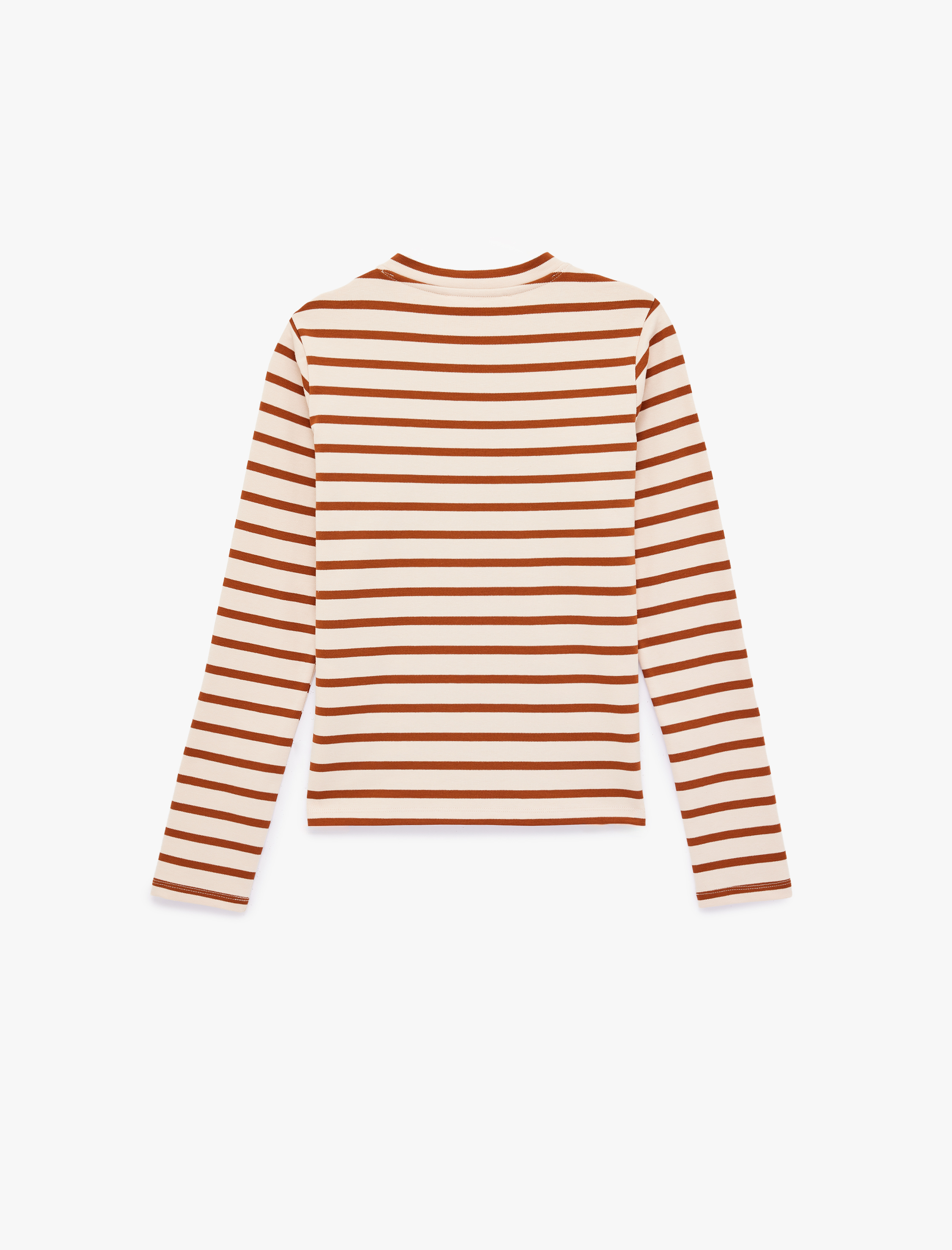   Pamuklu Bisiklet Yaka Uzun Kollu Çizgili Tişört