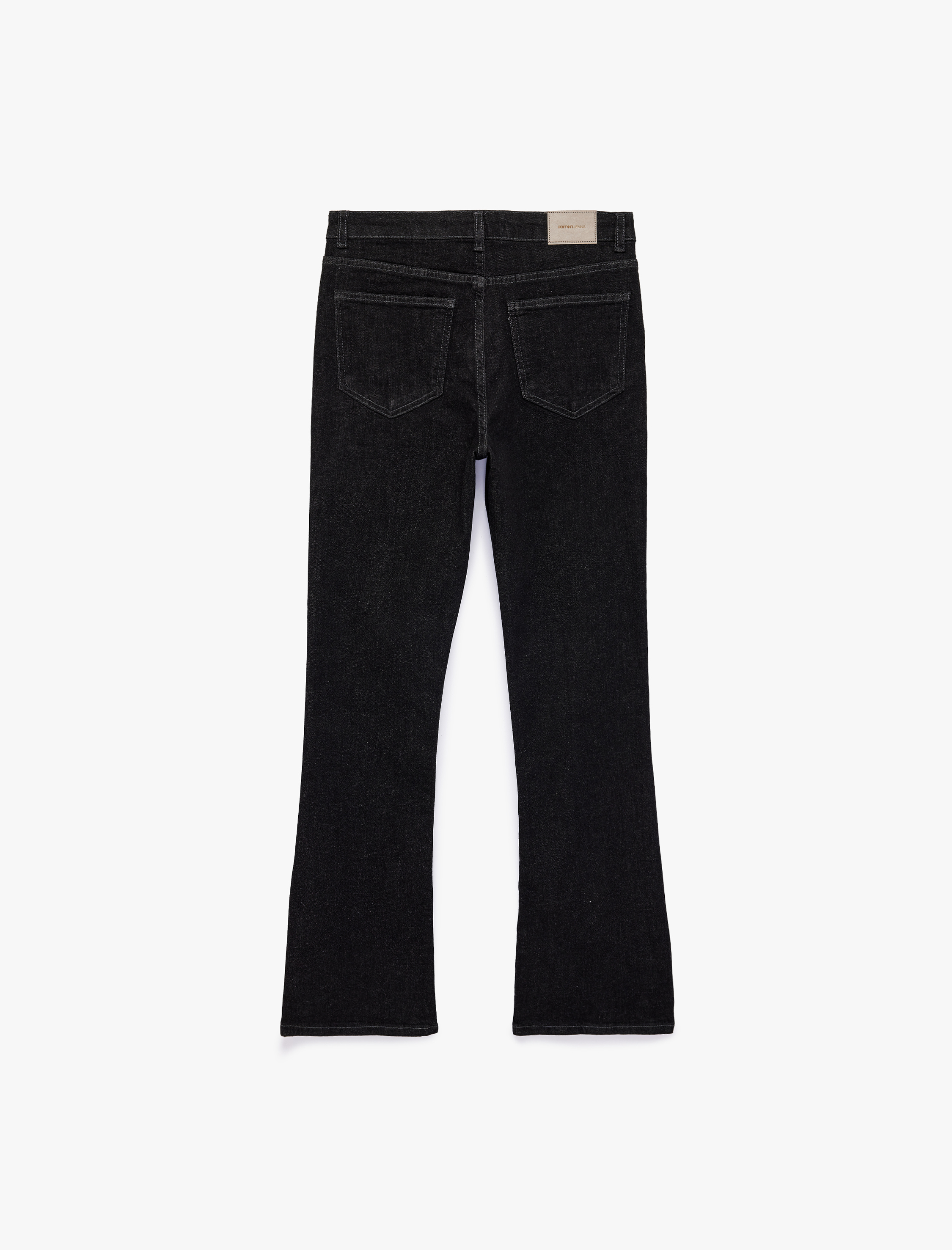   Yüksek Bel Slim Fit Düğmeli İspanyol Paça Denim Pantolon - Flare Jeans