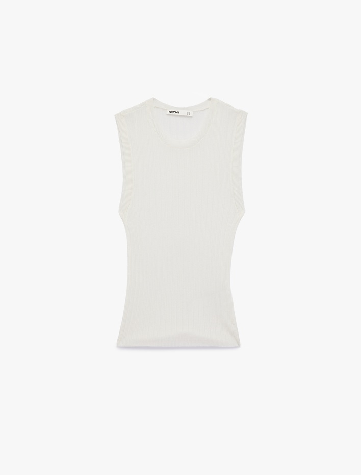  Bisiklet Yaka Kolsuz Triko Bluz