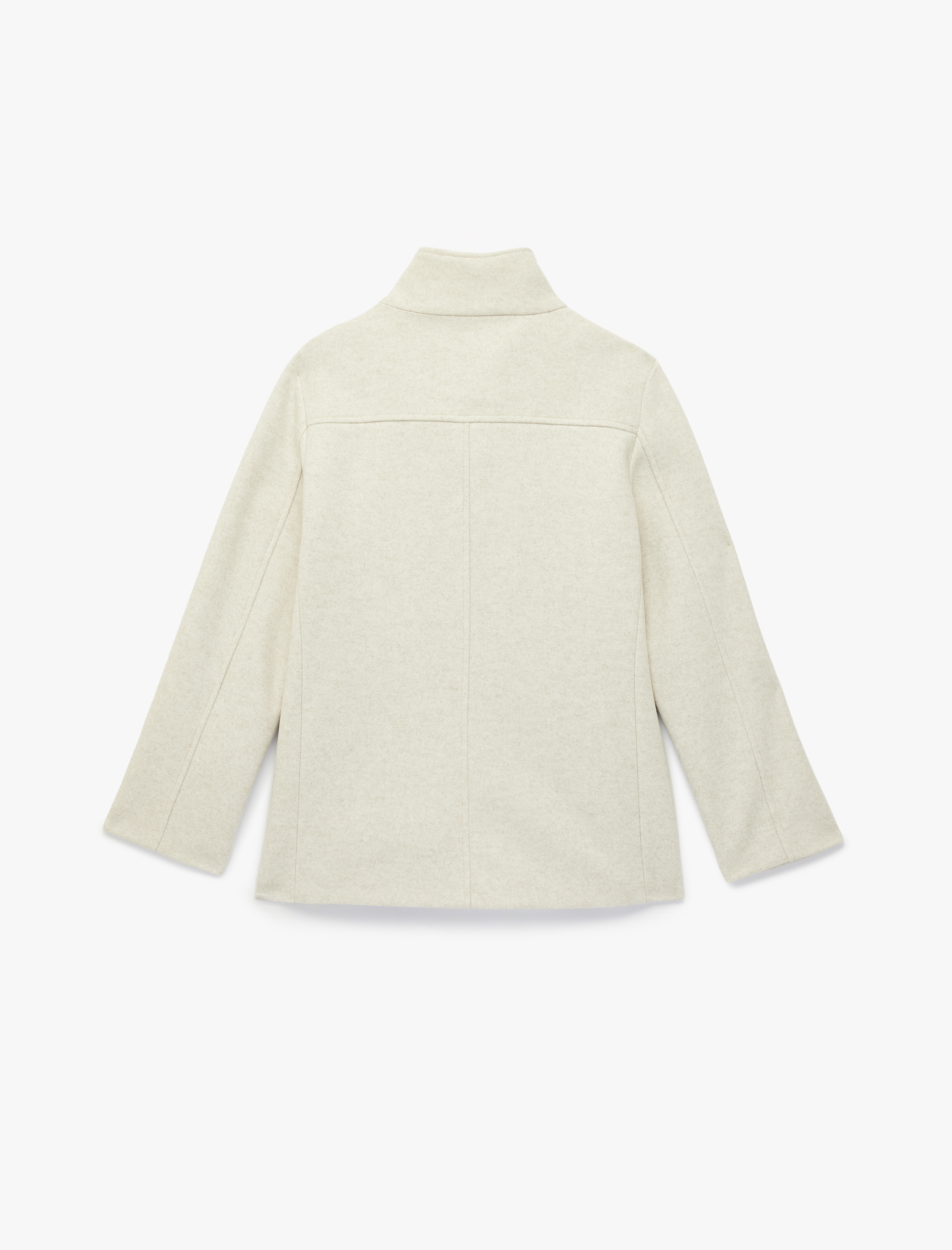   Uzun Kollu Düğmeli Cepli Dik Huni Yaka Kaşe Kaban