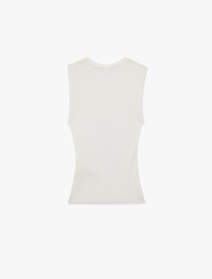  Bisiklet Yaka Kolsuz Triko Bluz