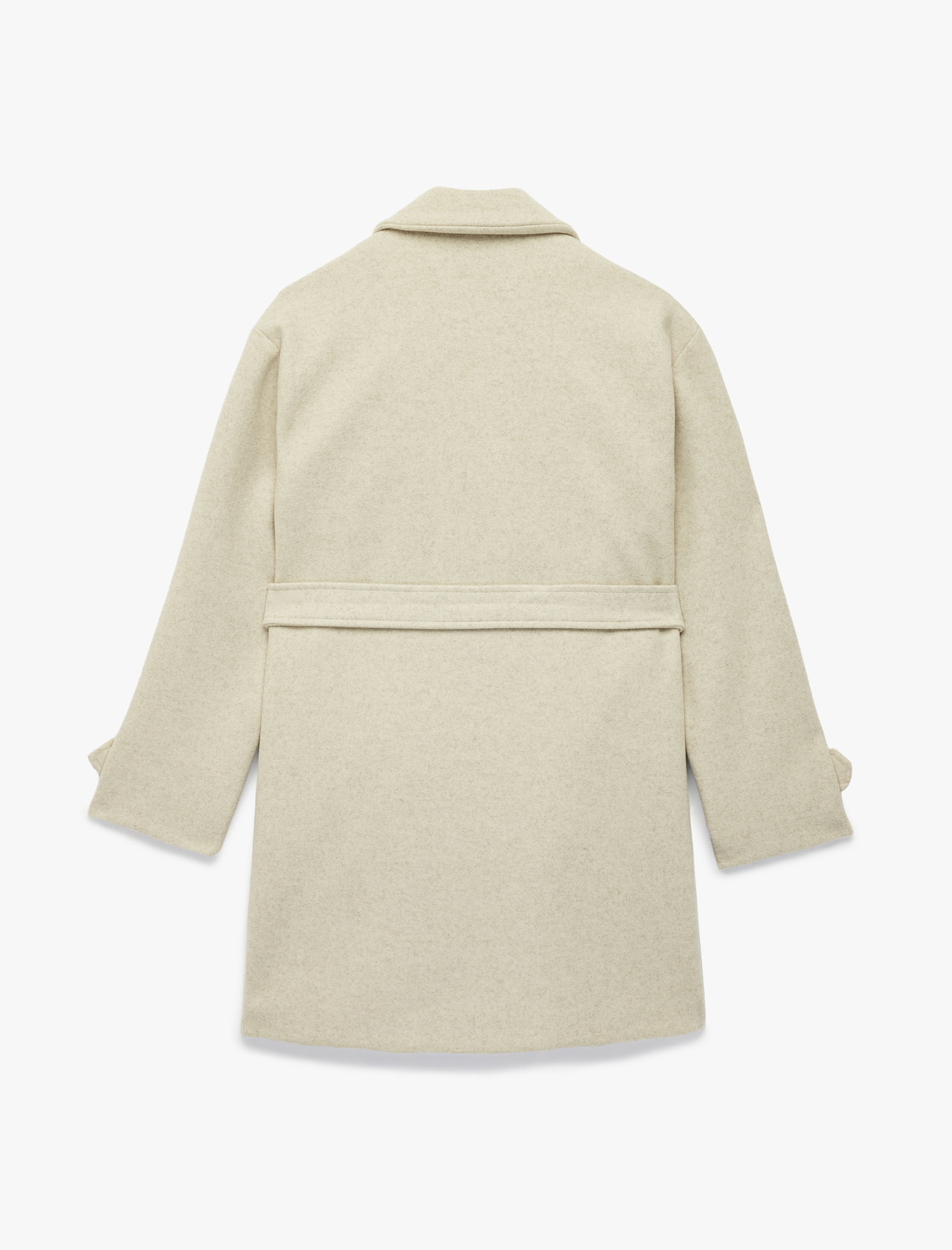   Uzun Kollu Cepli Kruvaze Kaşe Trenç Kaban