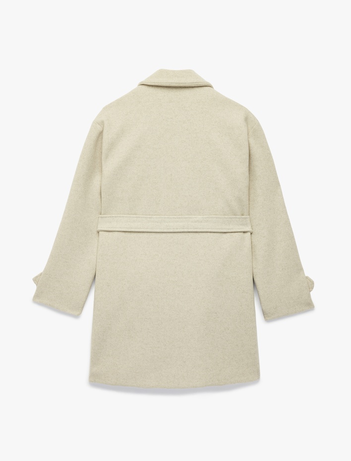  Uzun Kollu Cepli Kruvaze Kaşe Trenç Kaban