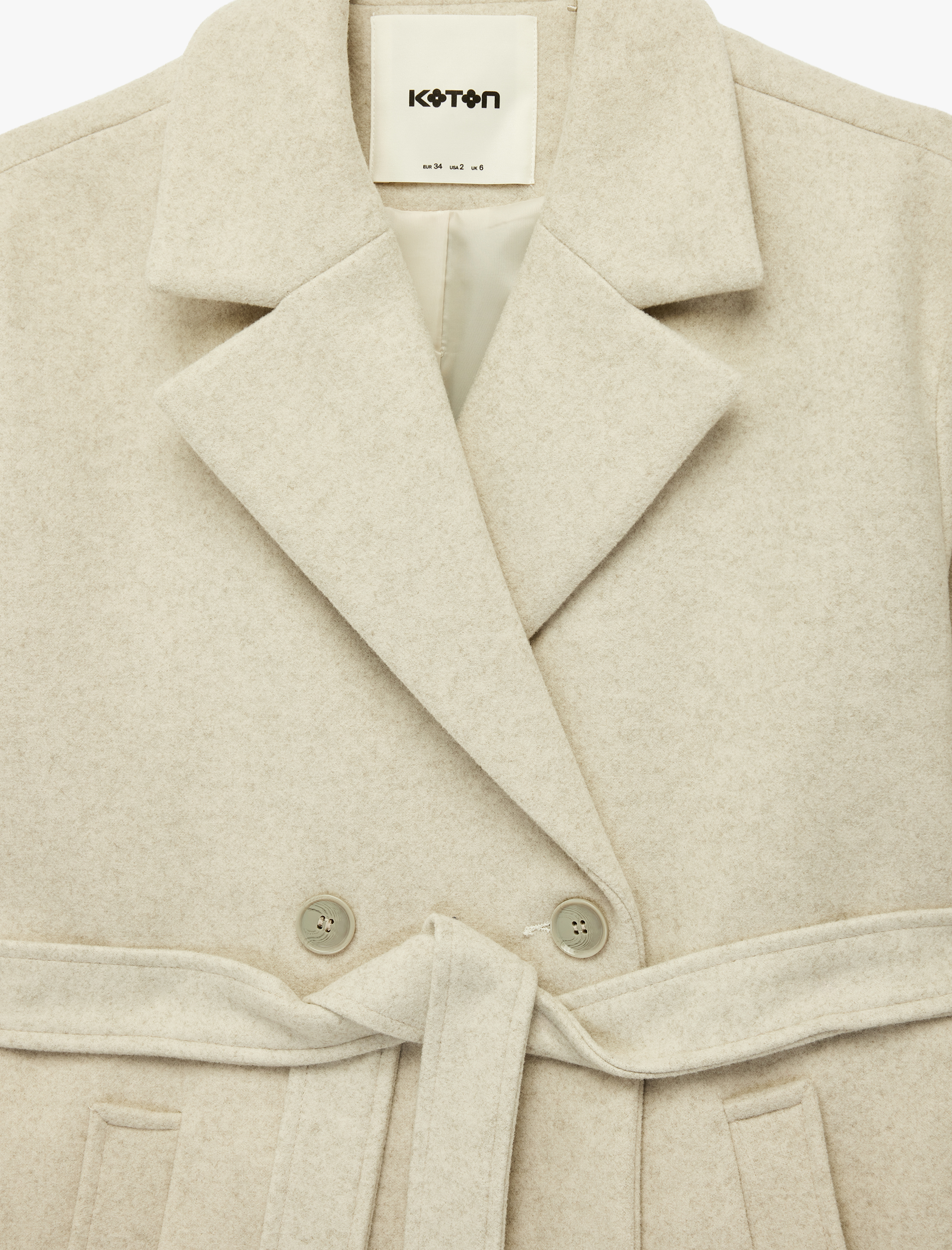   Uzun Kollu Cepli Kruvaze Kaşe Trenç Kaban