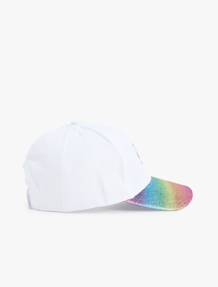 Kız Çocuk Unicorn Desenli Simli Pamuklu Kep Şapka