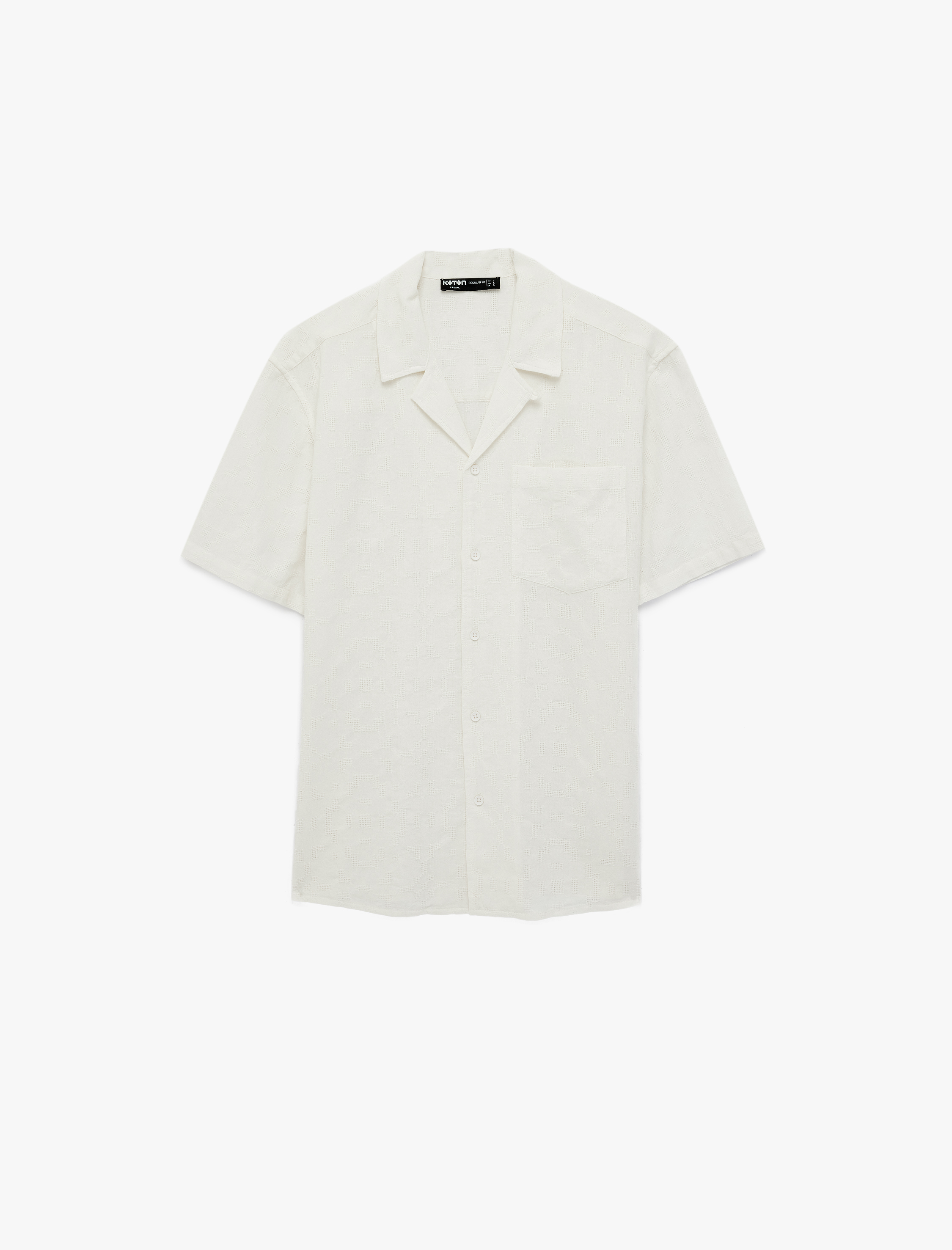   Regular Fit Kısa Kollu Cepli Pamuklu Devrik Yaka Gömlek