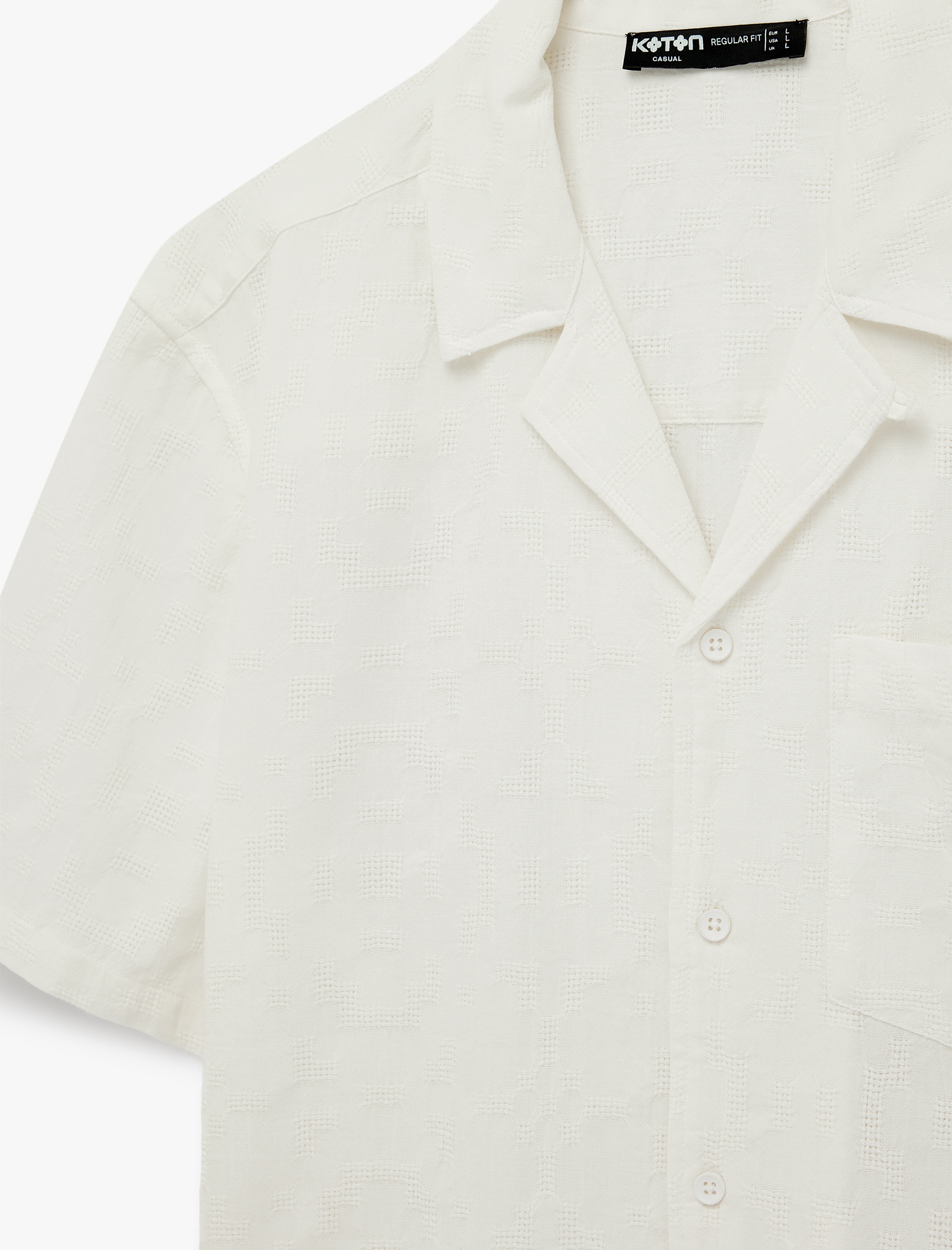   Regular Fit Kısa Kollu Cepli Pamuklu Devrik Yaka Gömlek