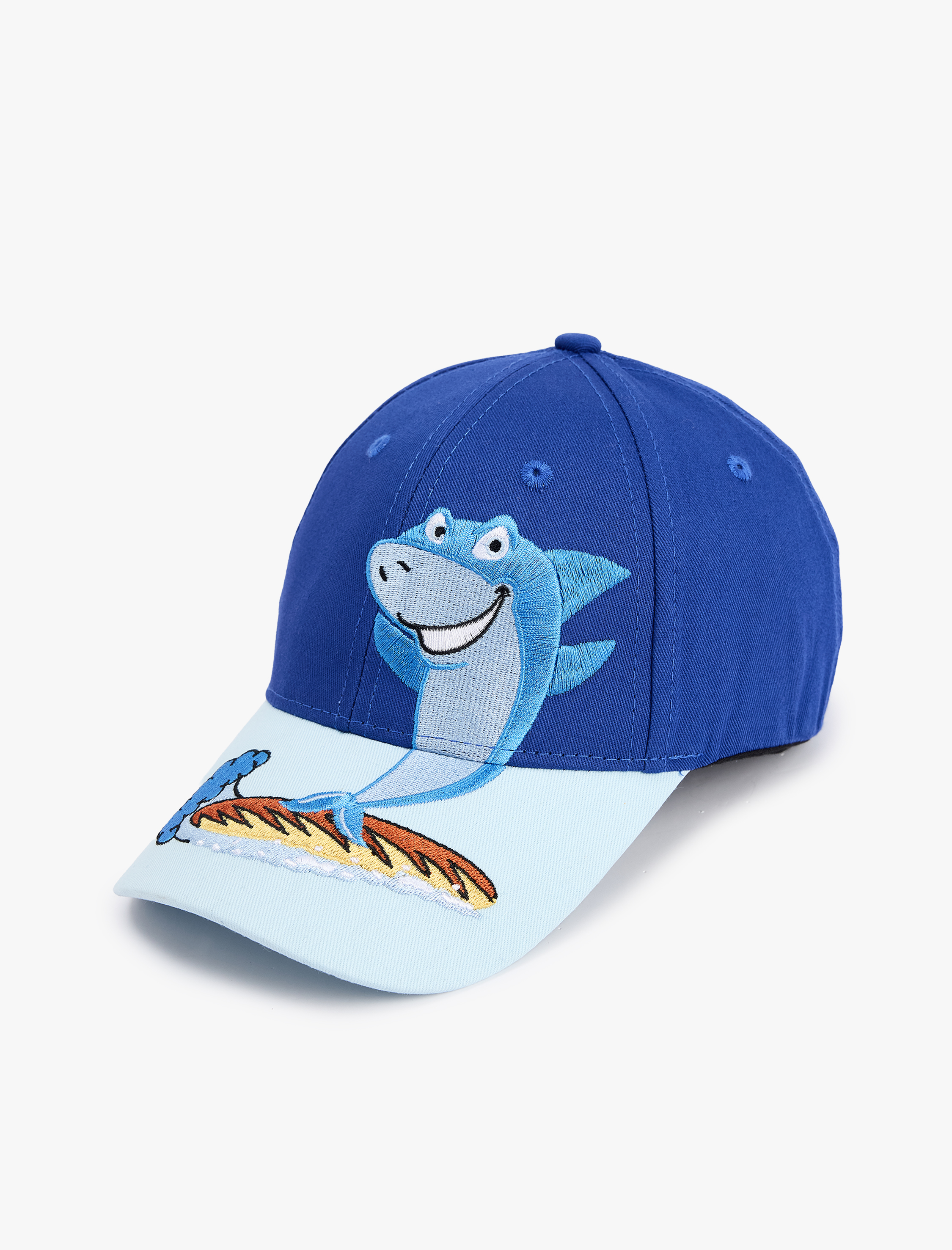  Erkek Çocuk Pamuklu Köpekbalığı Nakış Detaylı Kep Şapka