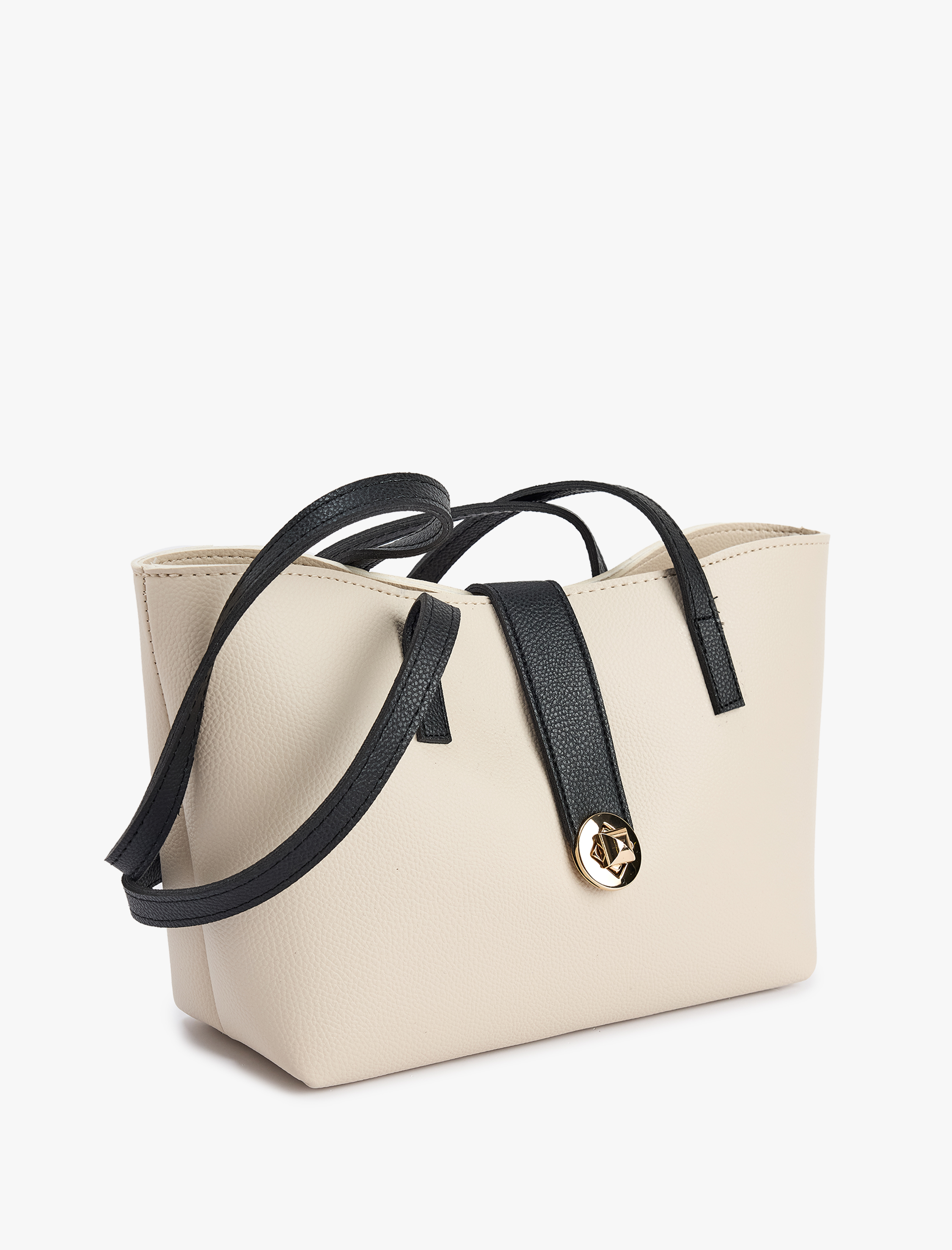  Kadın Metal Aksesuarlı Saplı Suni Deri Tote Çanta