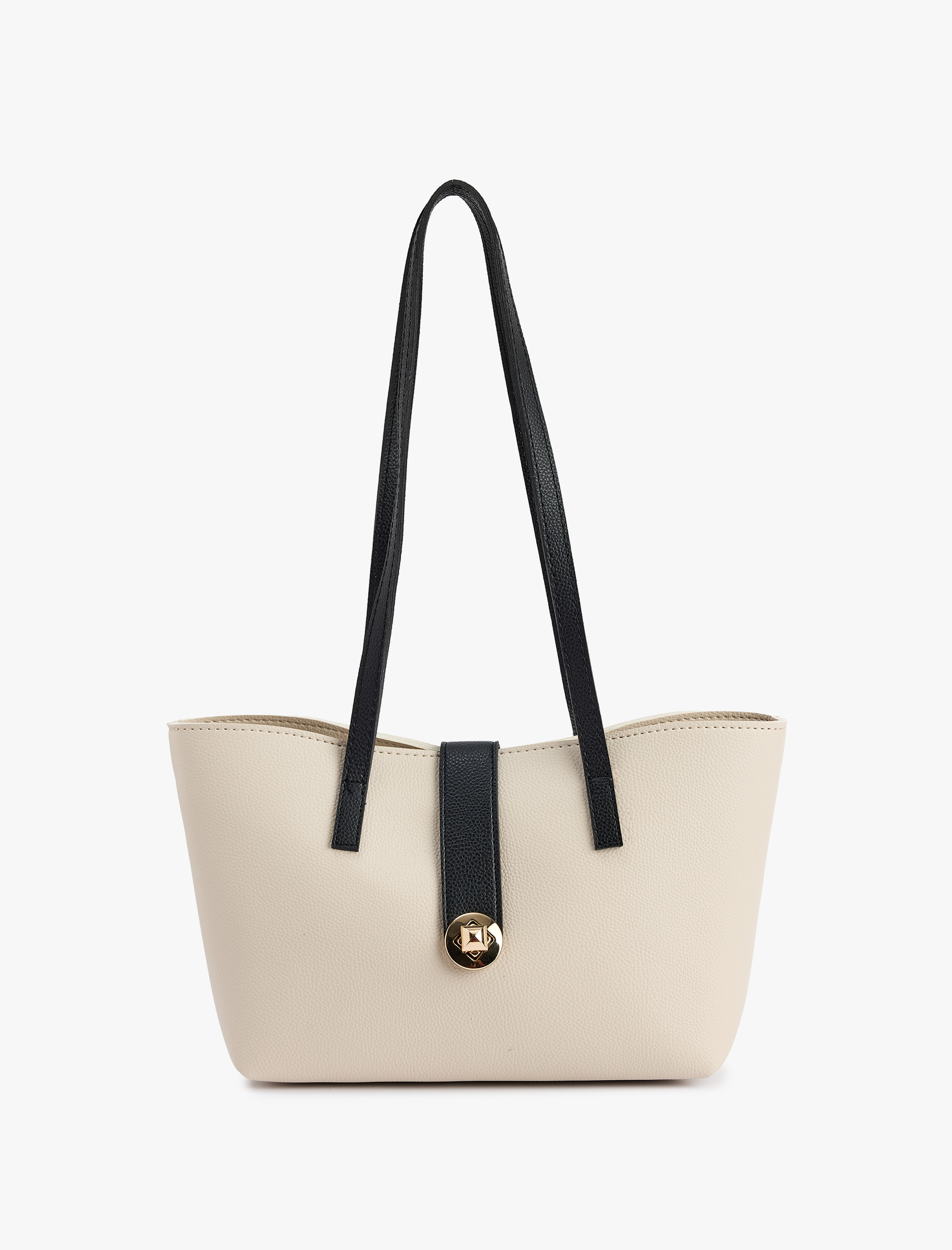  Kadın Metal Aksesuarlı Saplı Suni Deri Tote Çanta