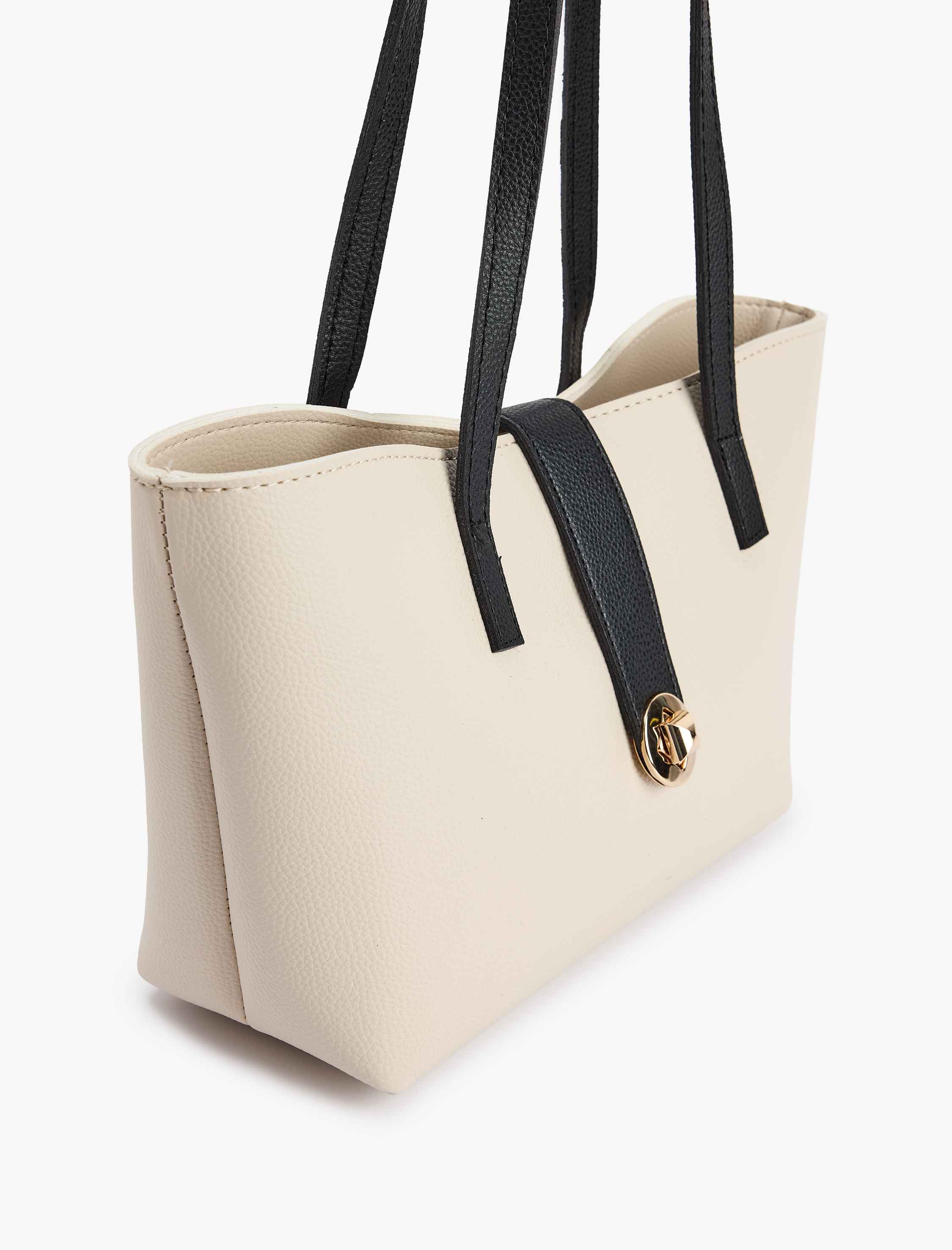  Kadın Metal Aksesuarlı Saplı Suni Deri Tote Çanta