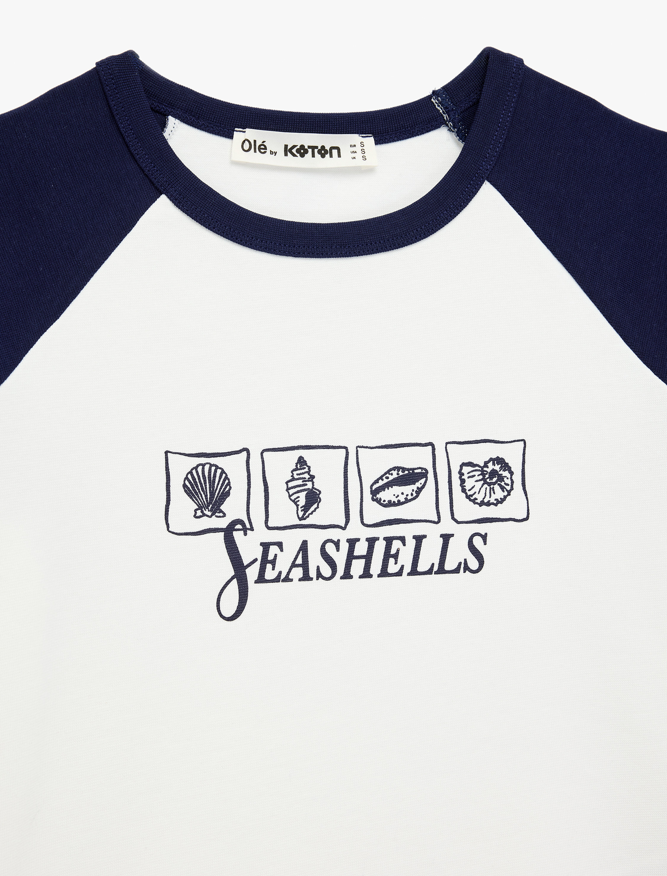   Bisiklet Yaka Kısa  Reglan Kollu Pamuklu Marin Baskılı Tişört