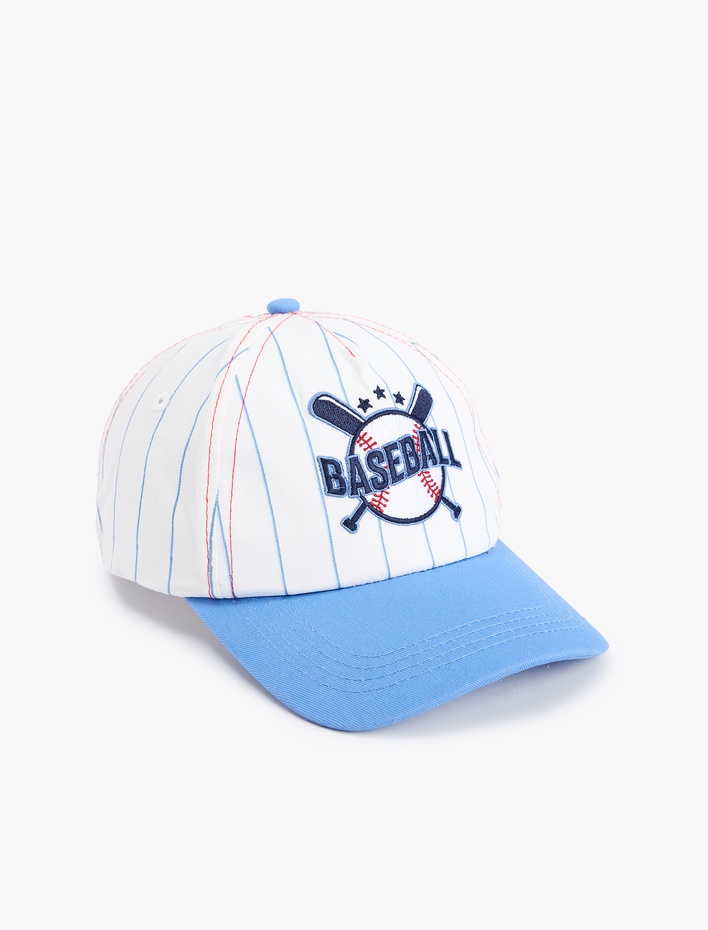 Erkek Çocuk Beyzbol Nakış Detaylı Pamuklu Kep Şapka