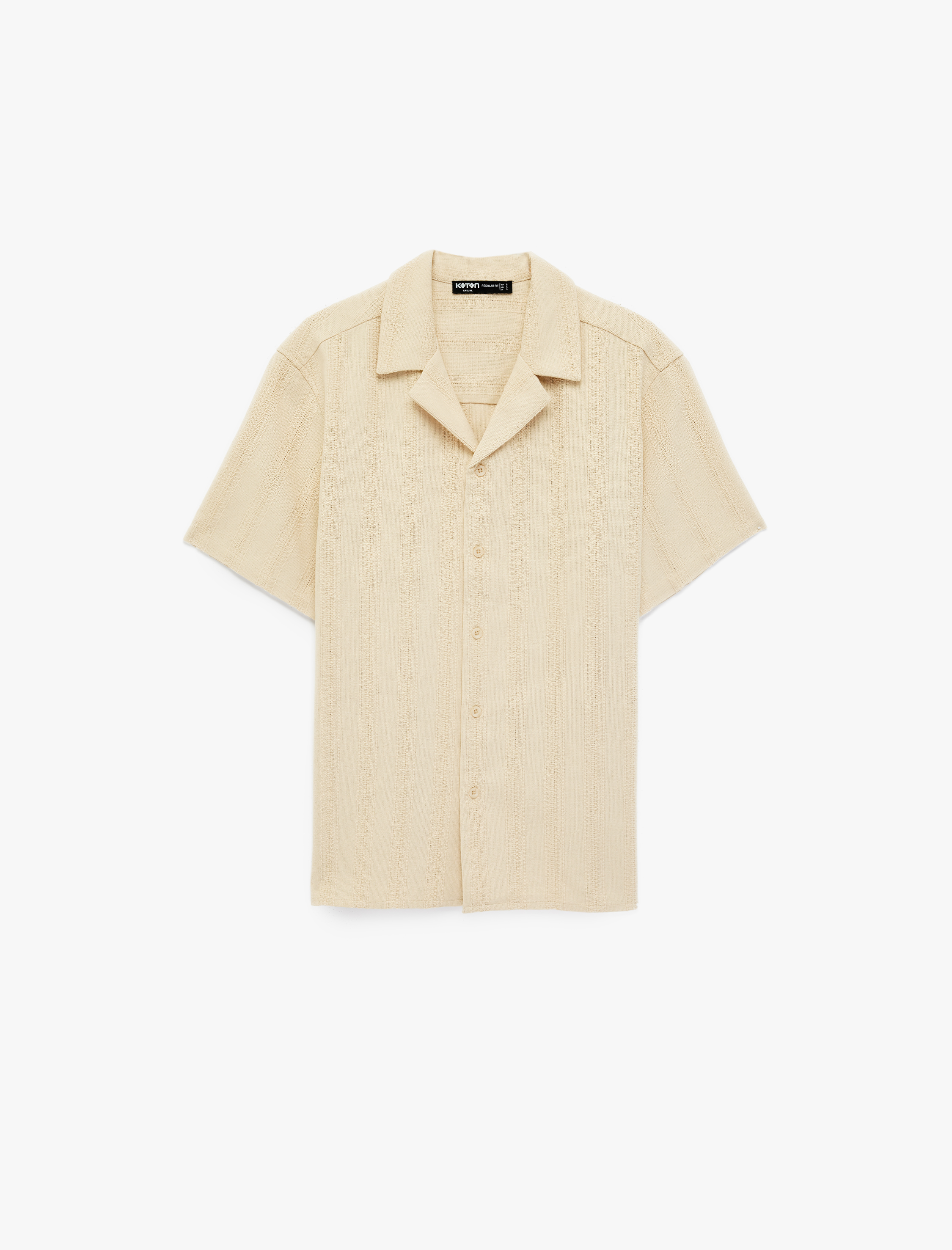   Regular Fit Cepli Dokulu Devrik Yaka Pamuklu Kısa Kollu Gömlek